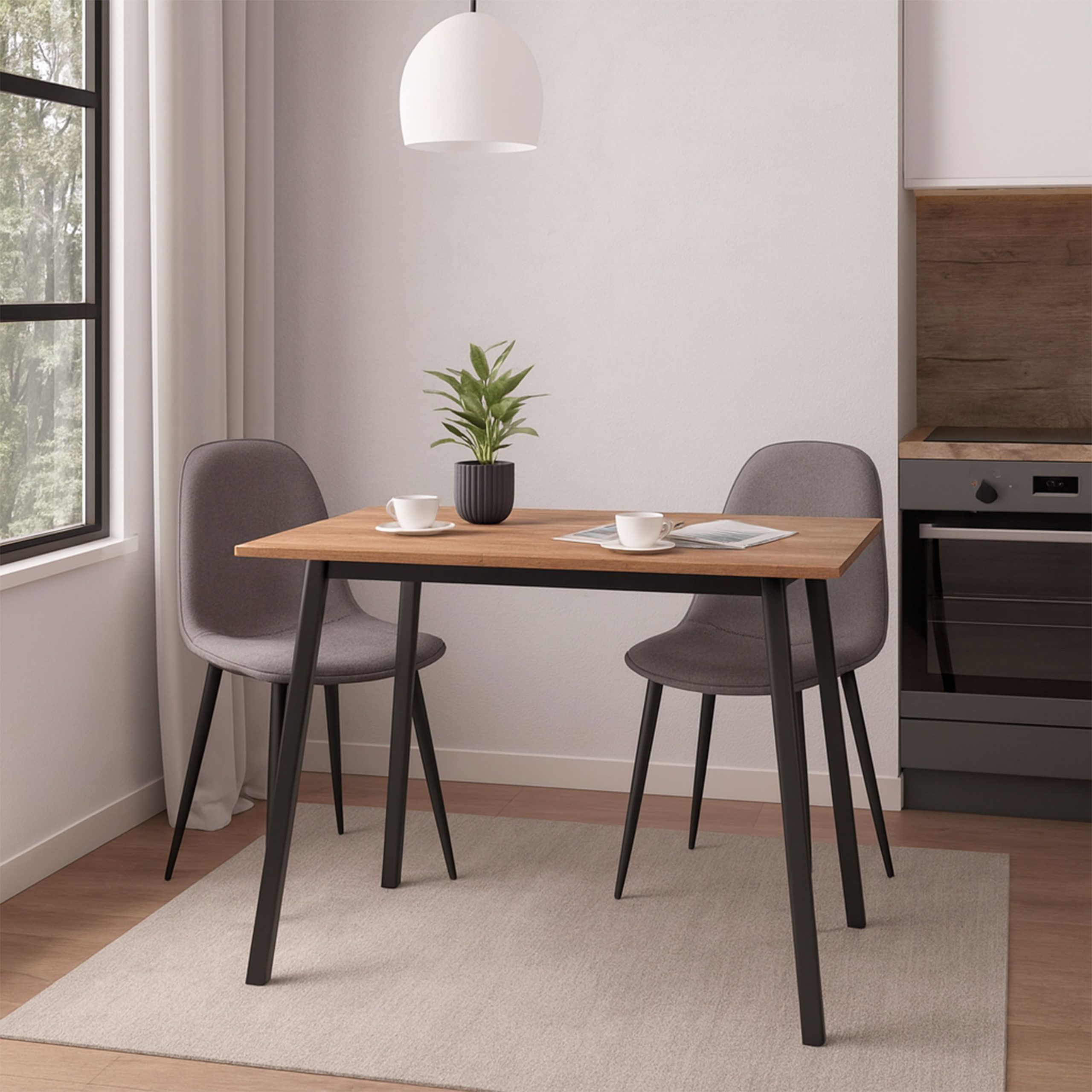 Стол TIRK RADIAL-110, раздвижной 110(142)х70, Дуб Веллингтон/Чёрный