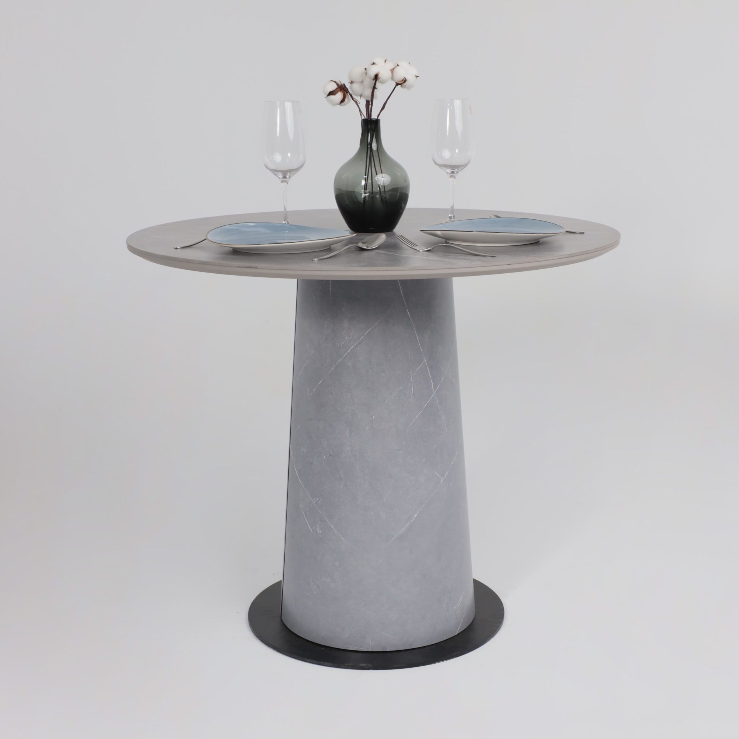 Стол AV 2317, МДФ+керамика, нераздвижной 900 серый, матовый LARKA GREY/черный+HPL Будда