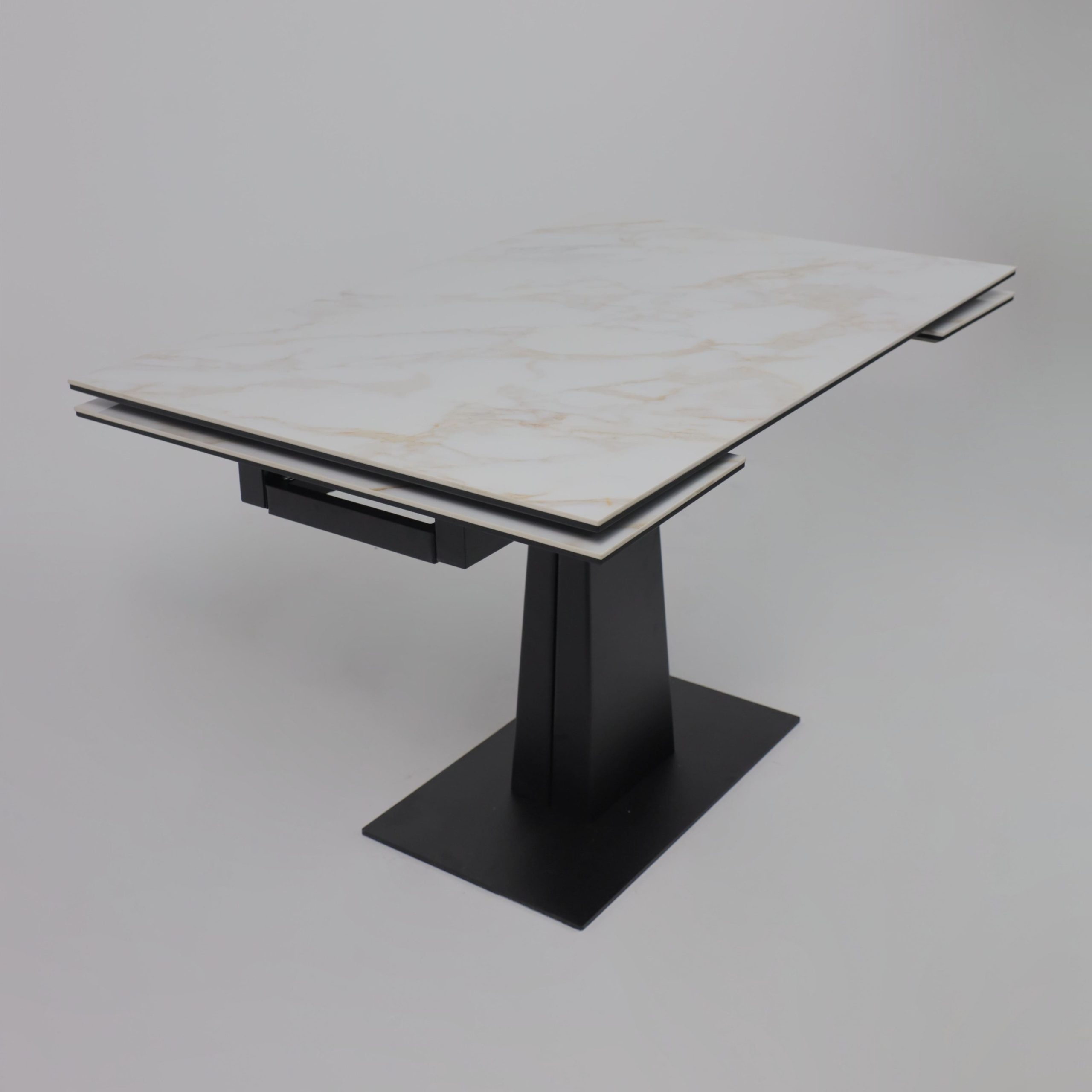 Стол AV 2119, МДФ+керамика, раздвижной 1200 (1800)*800 белый, глянцевый CARLA LARKIN /черный