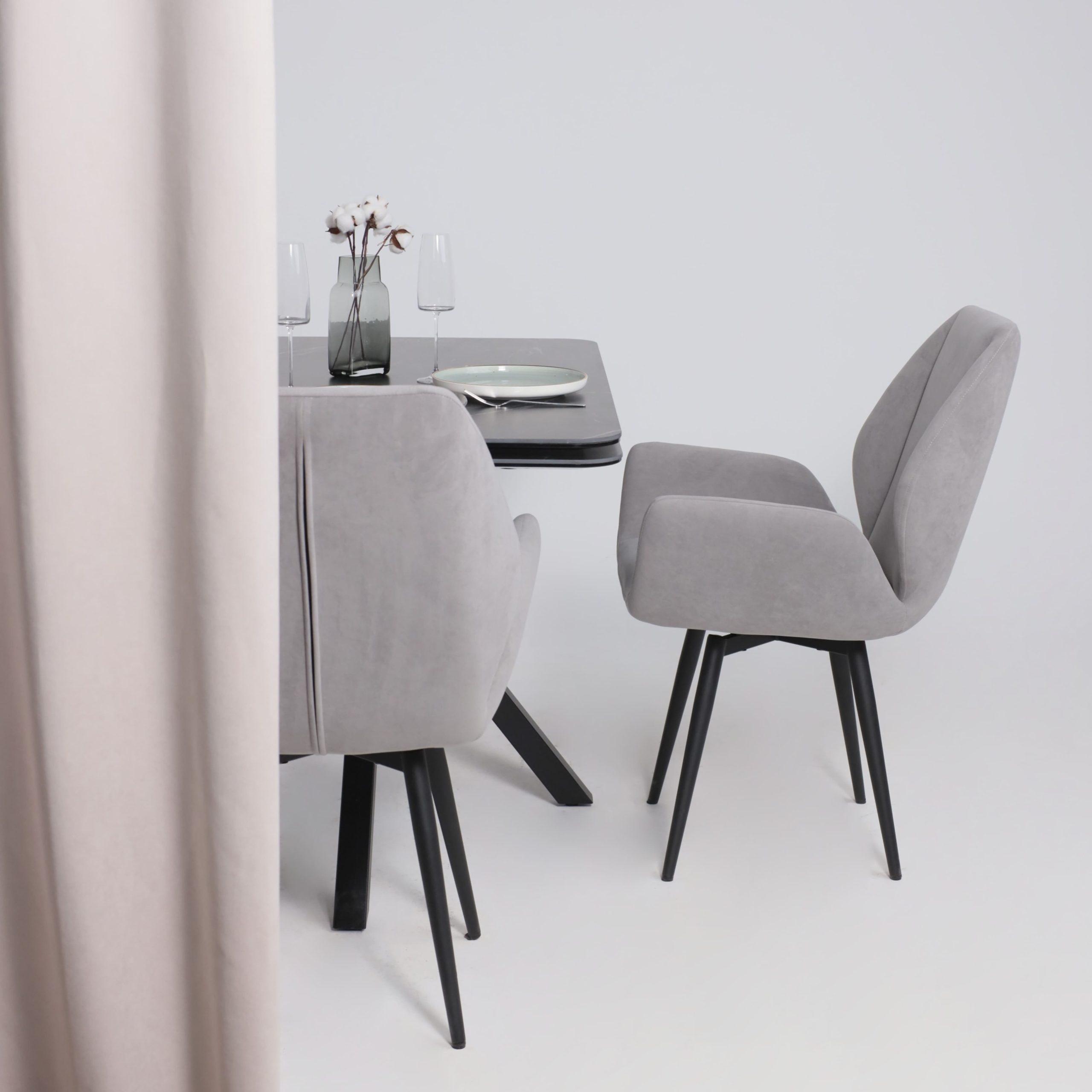 Стол РЕЙН NEW,керамика 0 кат. 1400(2040)*900, Камень черный Greys Black/Черный матовый