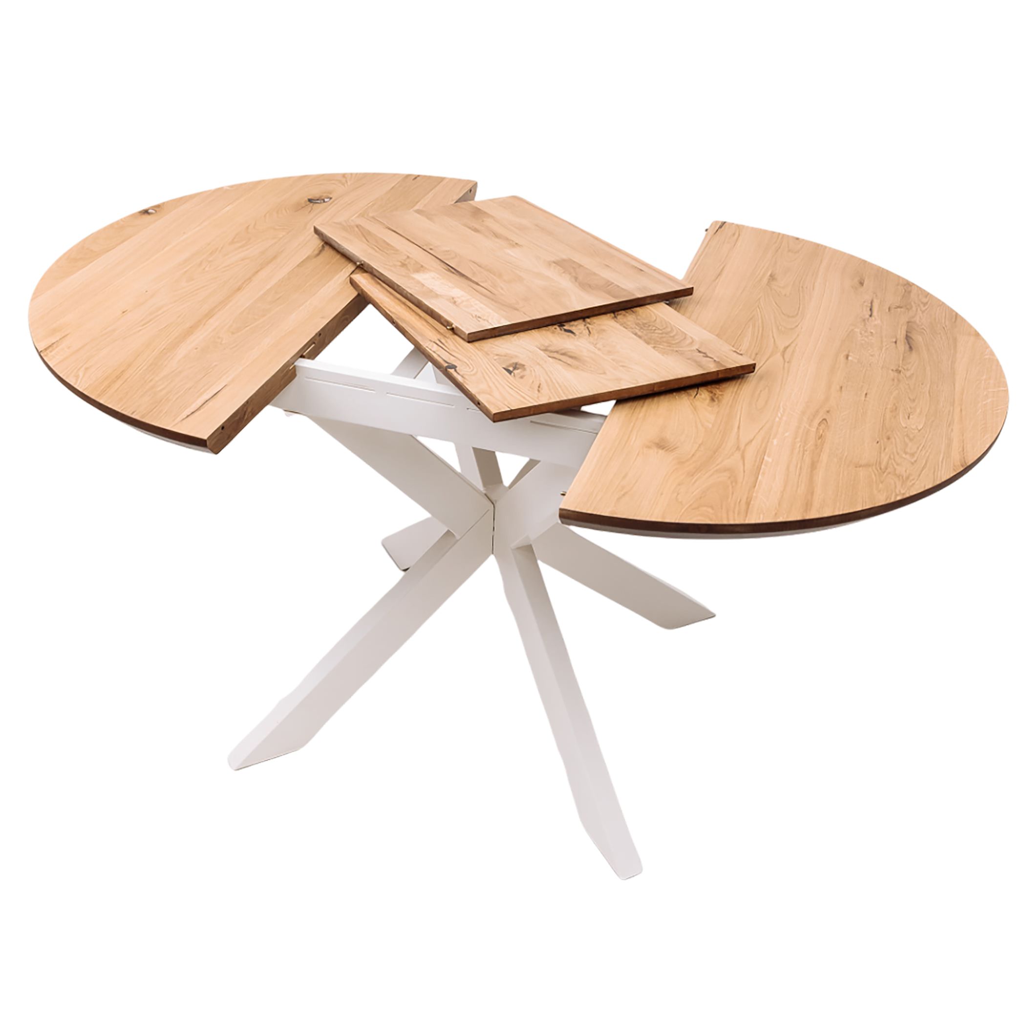 Стол РАУНД раздвижной, d100(140)*75, дуб натуральный/белый (ПрР-4 DSW (02) КСЕ/Р-80)