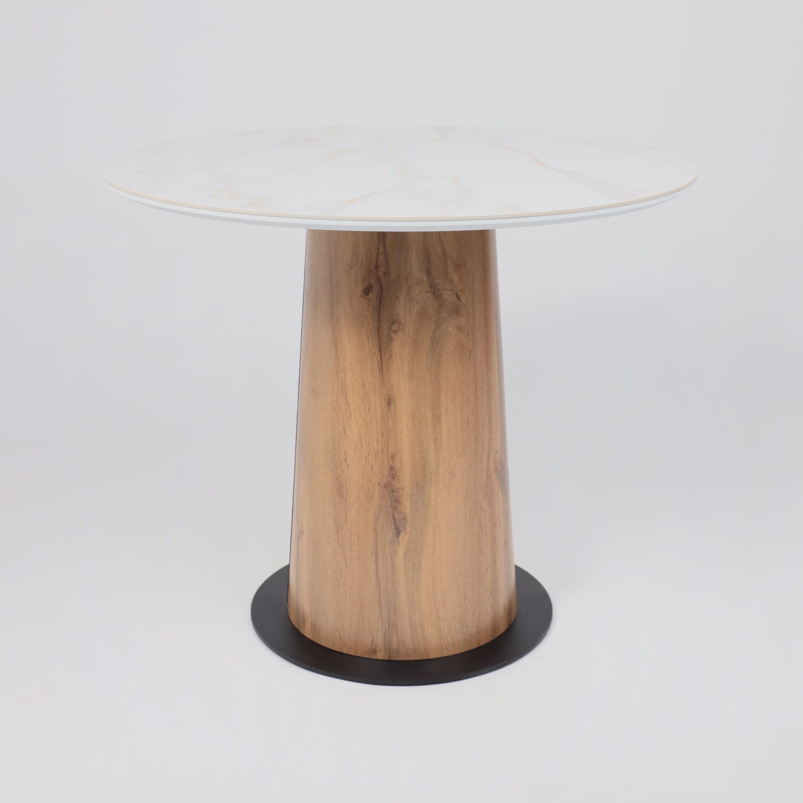 Стол AV 2317, МДФ+керамика, нераздвижной 900 белый, глянцевый CARLA LARKIN/черный+HPL Дуб Вотан