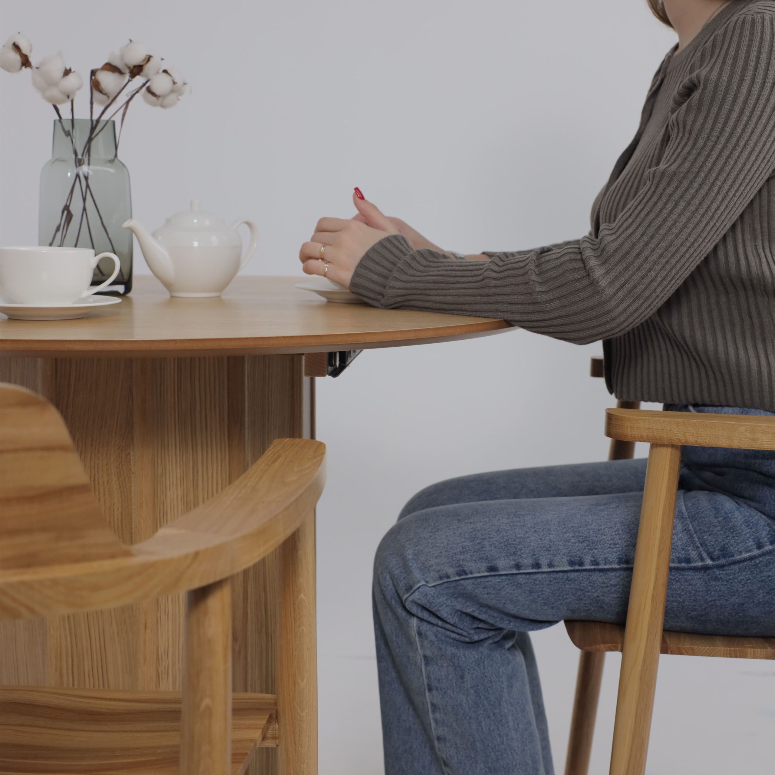 Стол ОЛАФ-М 950(1250)*950, Светлый дуб без тонировки/Светлый дуб