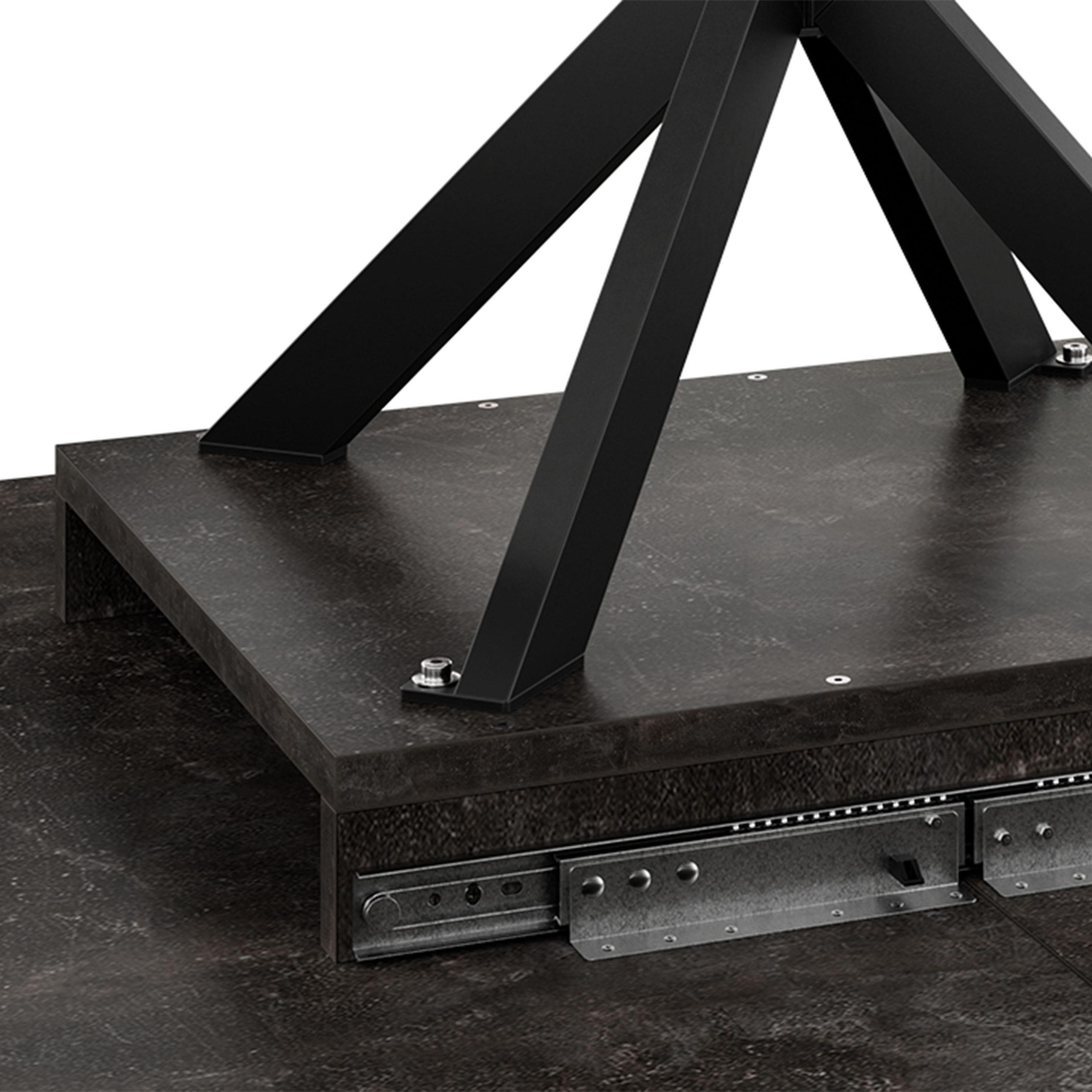 Стол раздвижной ЛИССАБОН Тип 1, 1000(1315)х1001х750, черные опоры/ателье темный