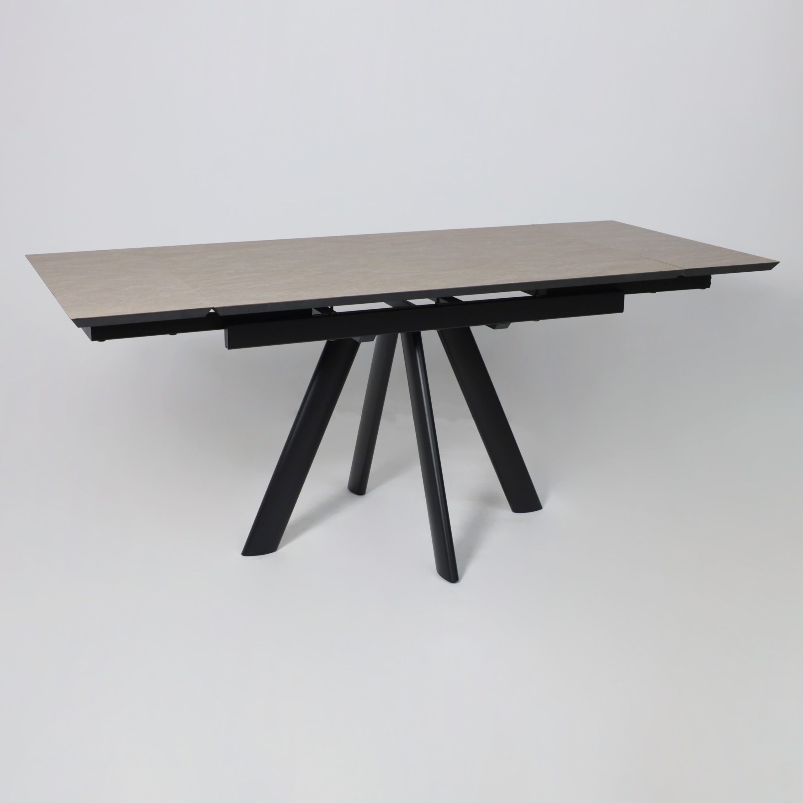 Стол JACK-120, раздвижной 120(30+30)х80, БЕЖЕВЫЙ КАМЕНЬ - COMPAKT CER/Черный