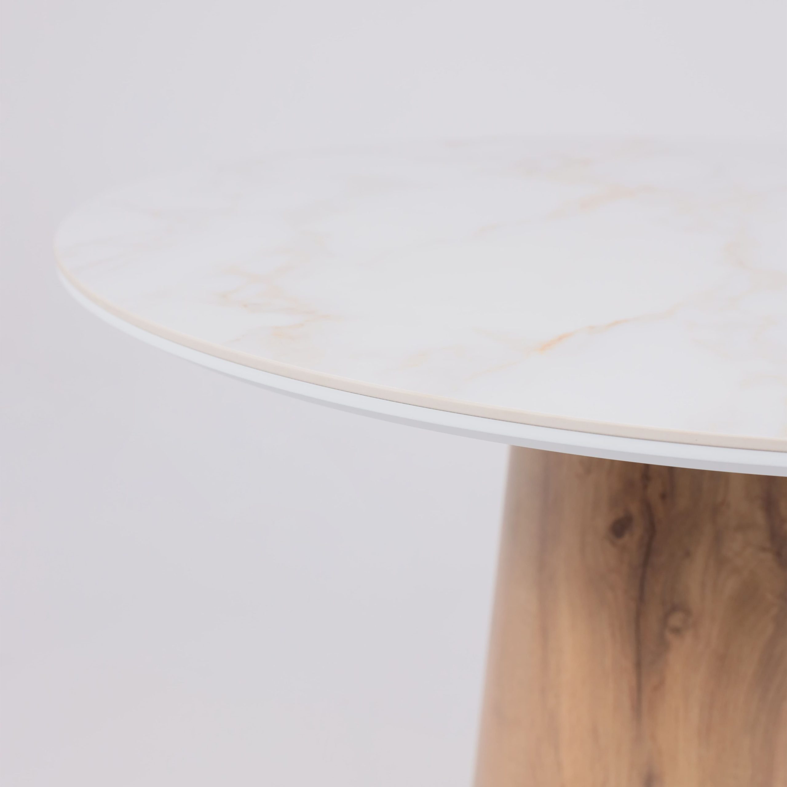 Стол AV 2317, МДФ+керамика, нераздвижной 900 белый, глянцевый CARLA LARKIN/черный+HPL Дуб Вотан