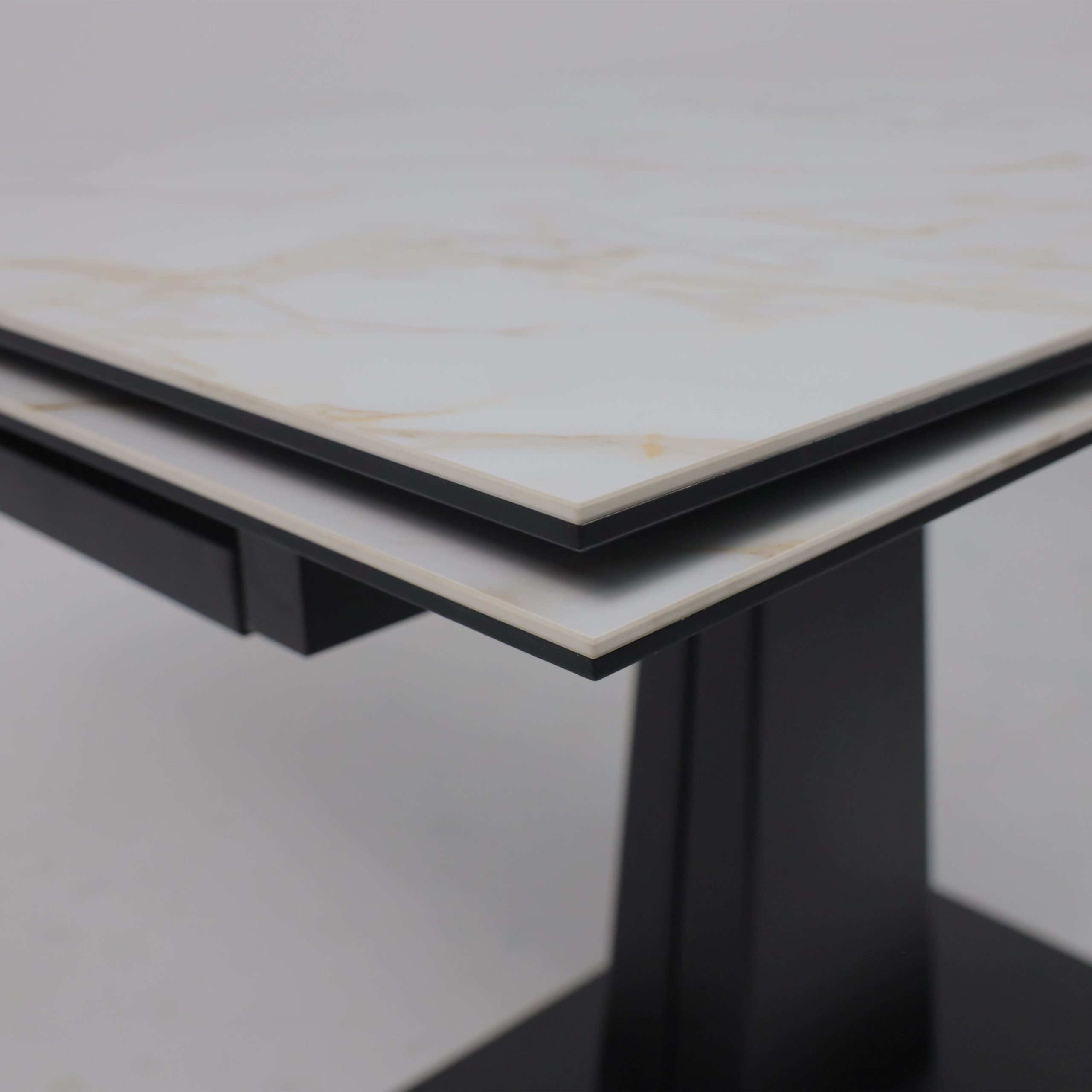 Стол AV 2119, МДФ+керамика, раздвижной 1200 (1800)*800 белый, глянцевый CARLA LARKIN /черный