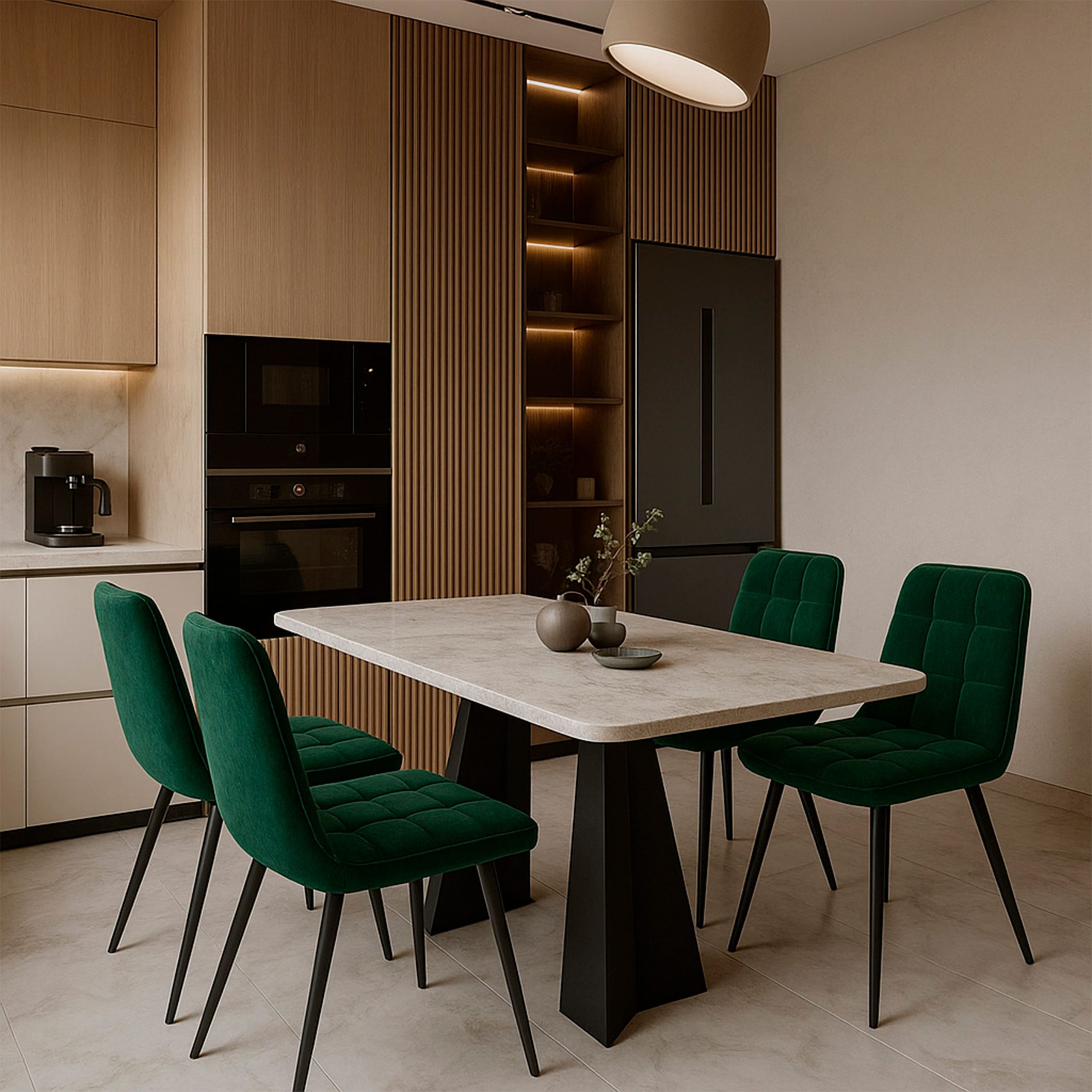 Стул ROM D, b10 GREEN LUXчерный