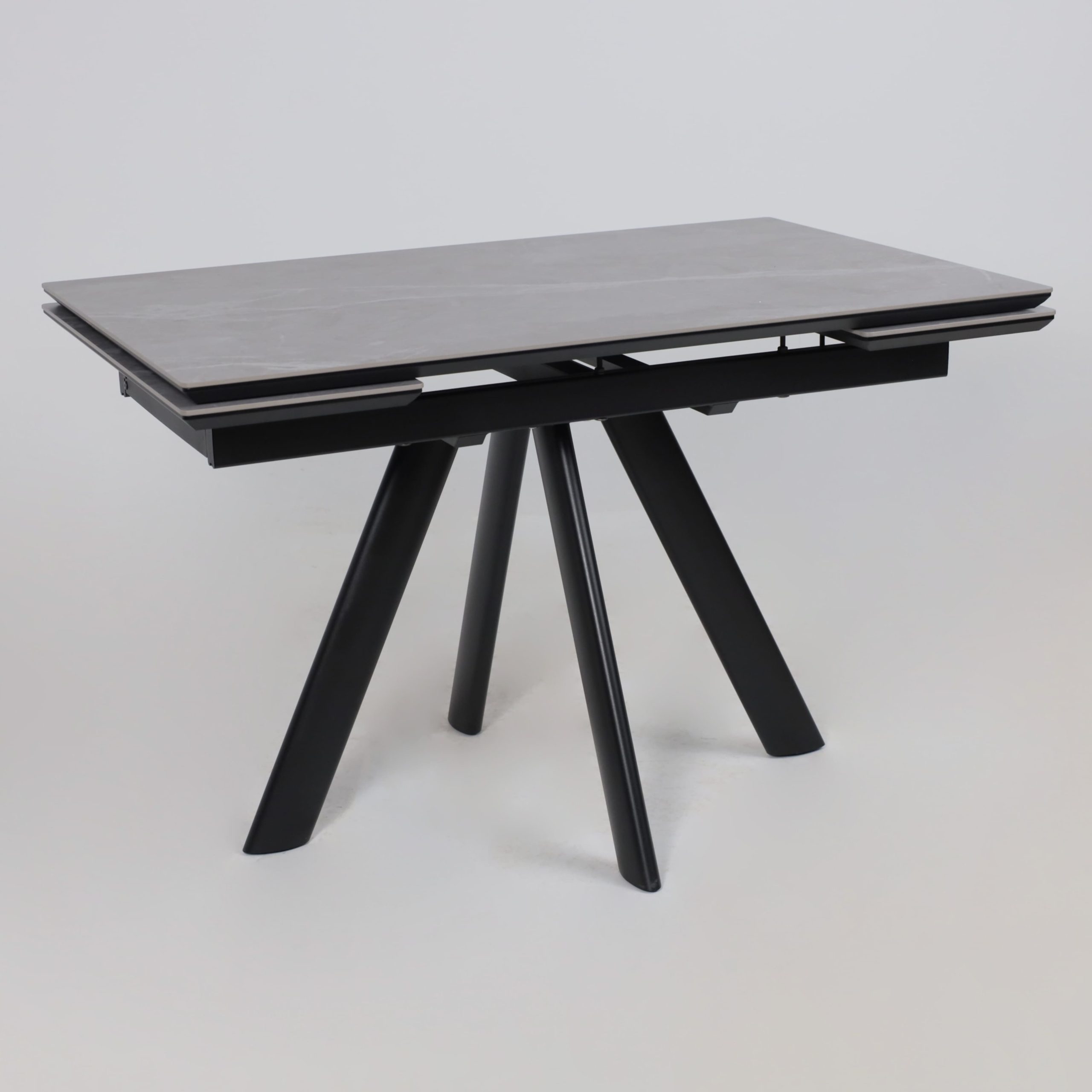 Стол JACK-120, раздвижной 120(30+30)х80, STONE GREY ST CER/Черный