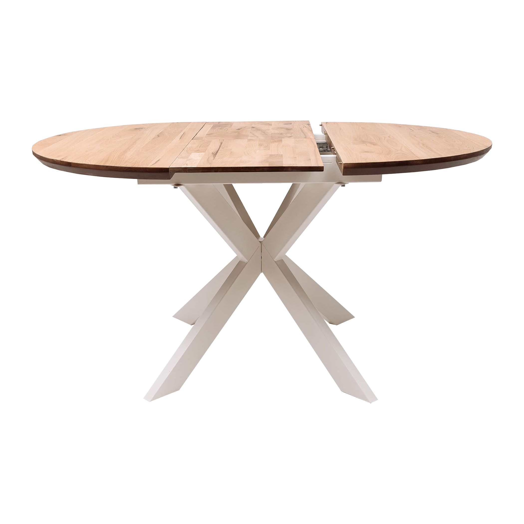 Стол РАУНД раздвижной, d100(140)*75, дуб натуральный/белый (ПрР-4 DSW (02) КСЕ/Р-80)