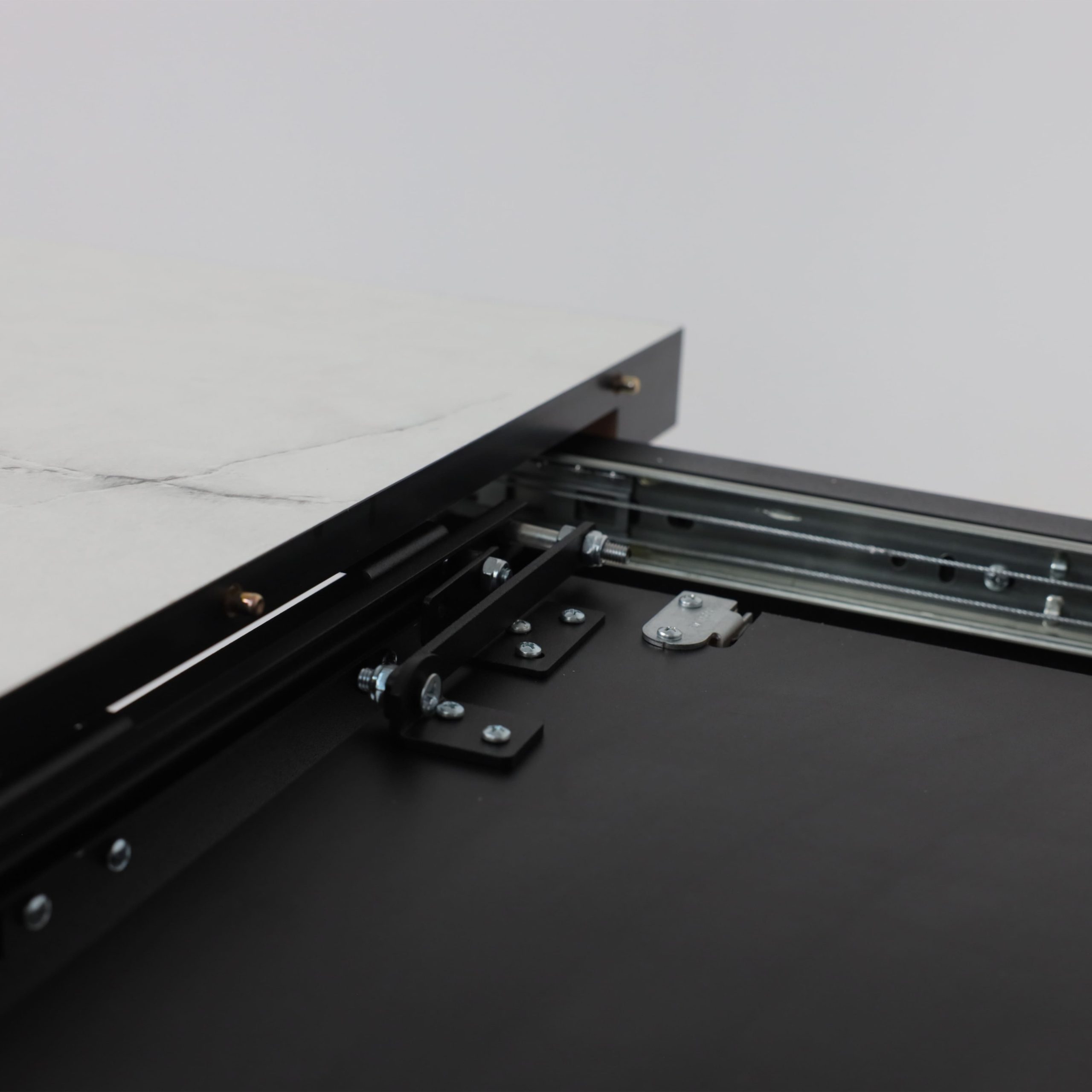 Стол LEONEL-130, раздвижной 130(165)х85, Кварцит-HPL/Черный