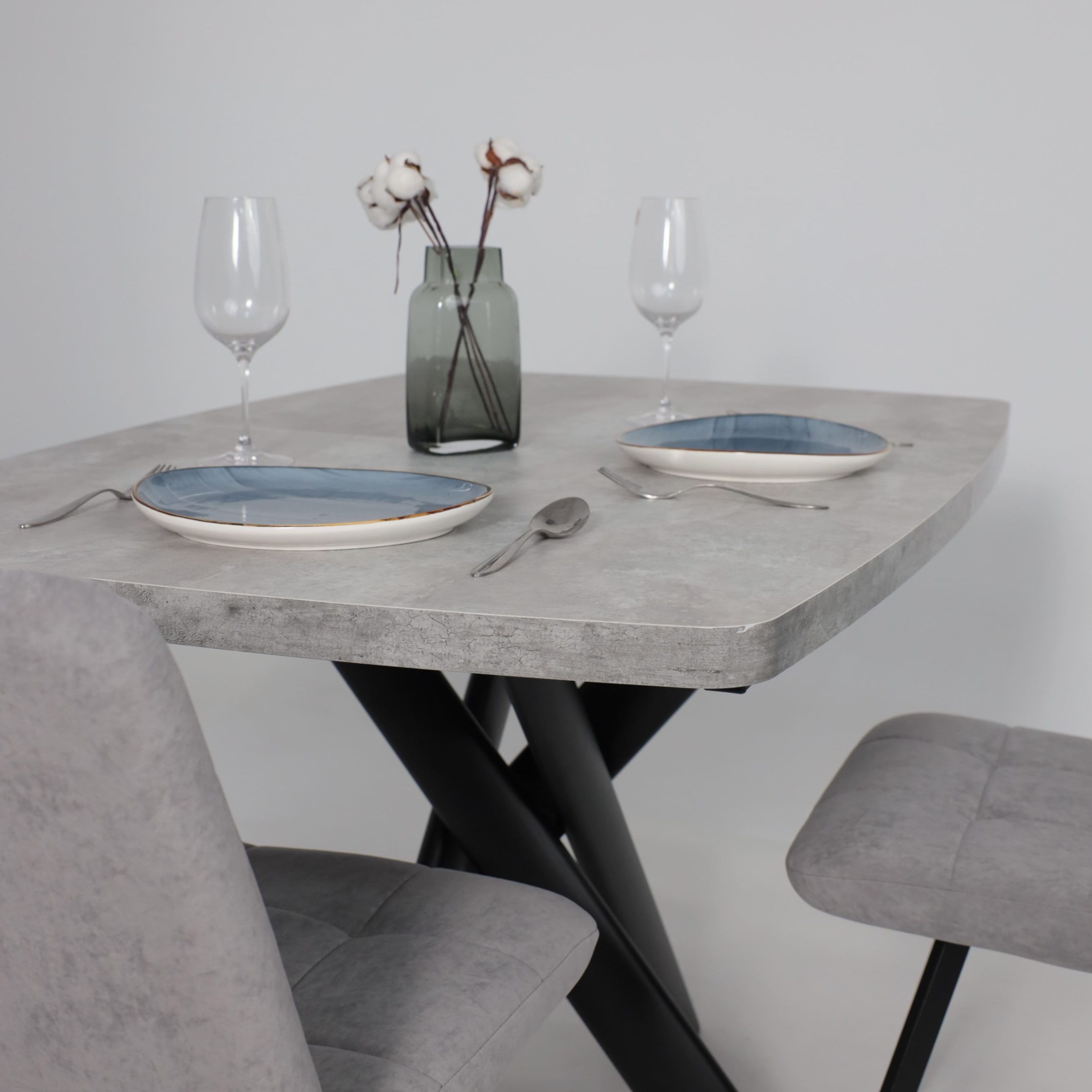 Стол LEONEL-130, раздвижной 130(165)х85, Серый сланец/Черный