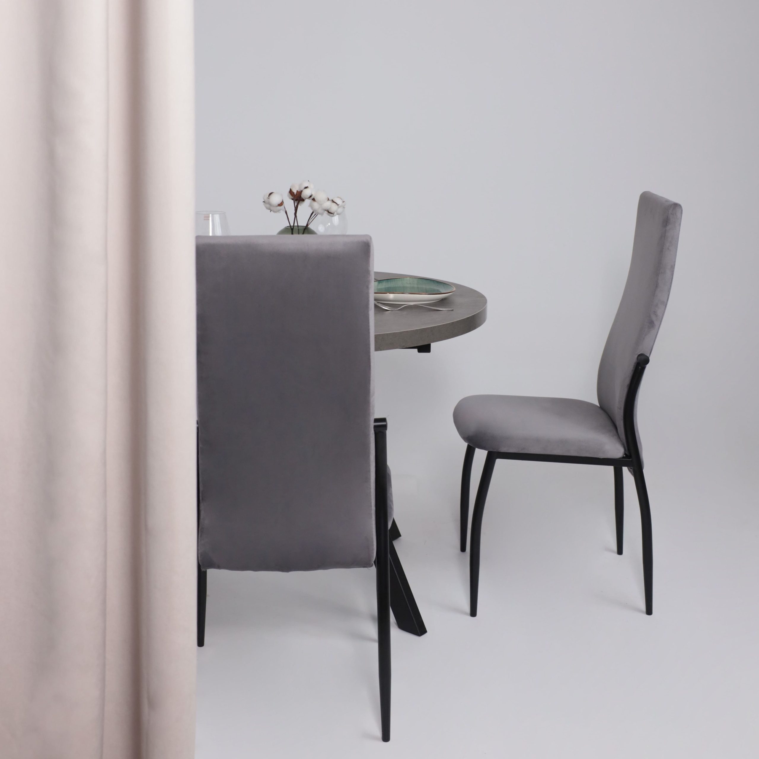 Стол RONDO М-100, круглый раздвижной 100(135), ДЫМЧАТАЯ КЕРАМИКА/Черный