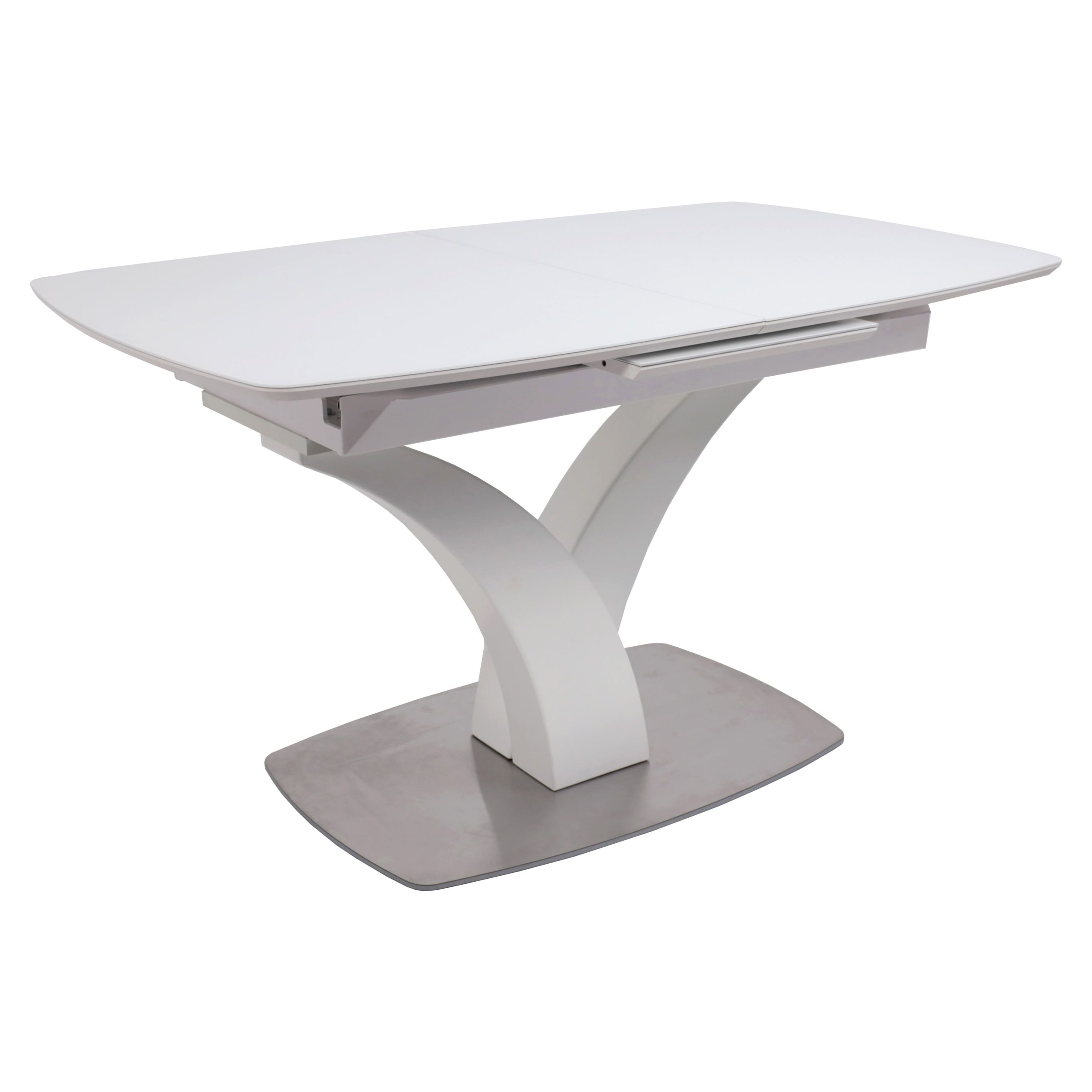 Стол НОТР ДАМ MODERNE, стекло Optiwhite 1400(1800)*850, Белый/Белый Муар