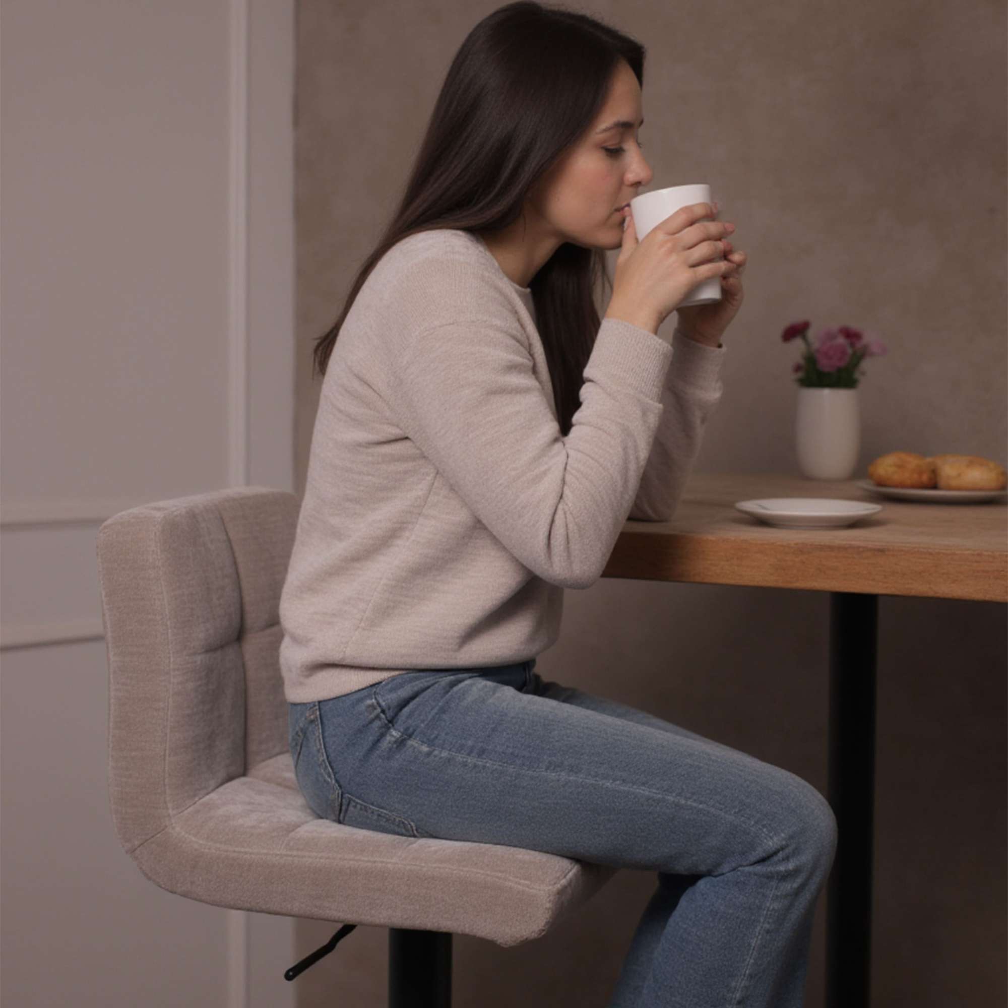 Стул барный LOGOS, серый шенилл Ote Canna 452/черный