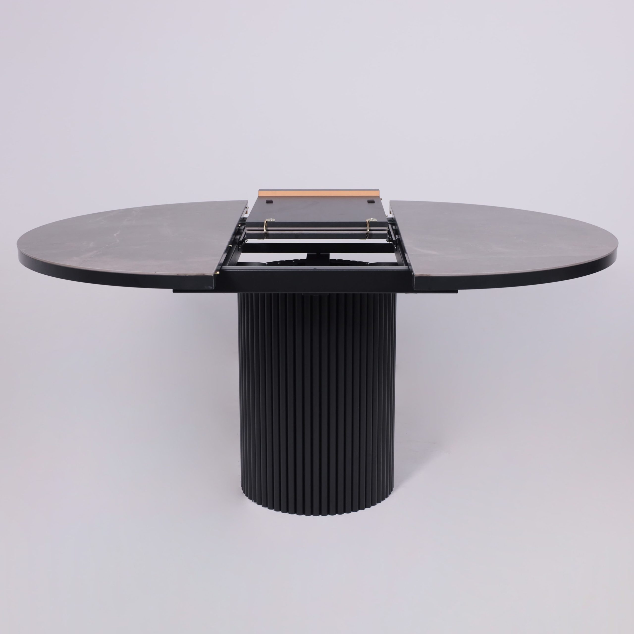 Стол ASKAR ROUND SLIDE-116, раздвижной круглый 116(156), BAYONA GREY PREMIUM CER/Черный