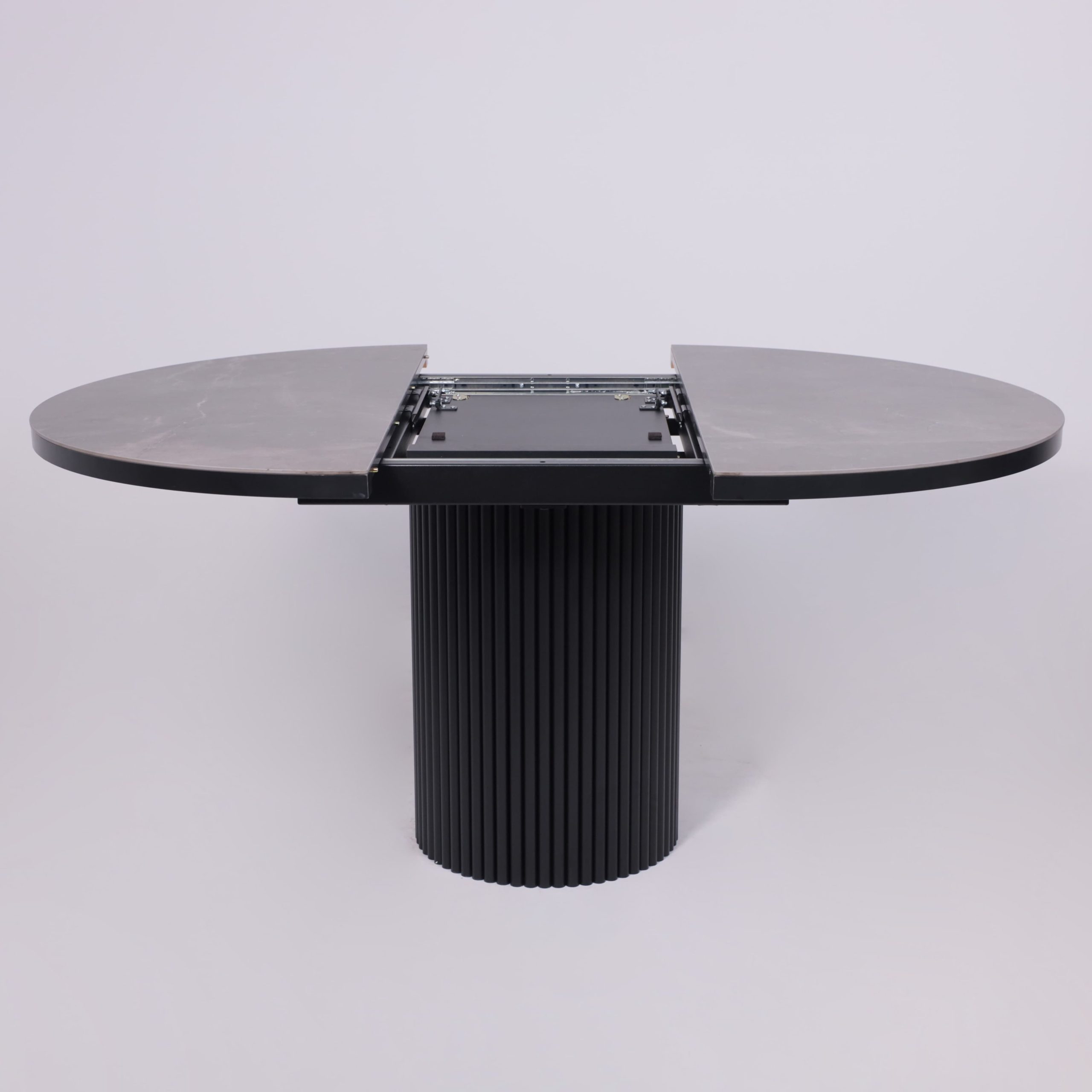 Стол ASKAR ROUND SLIDE-116, раздвижной круглый 116(156), BAYONA GREY PREMIUM CER/Черный