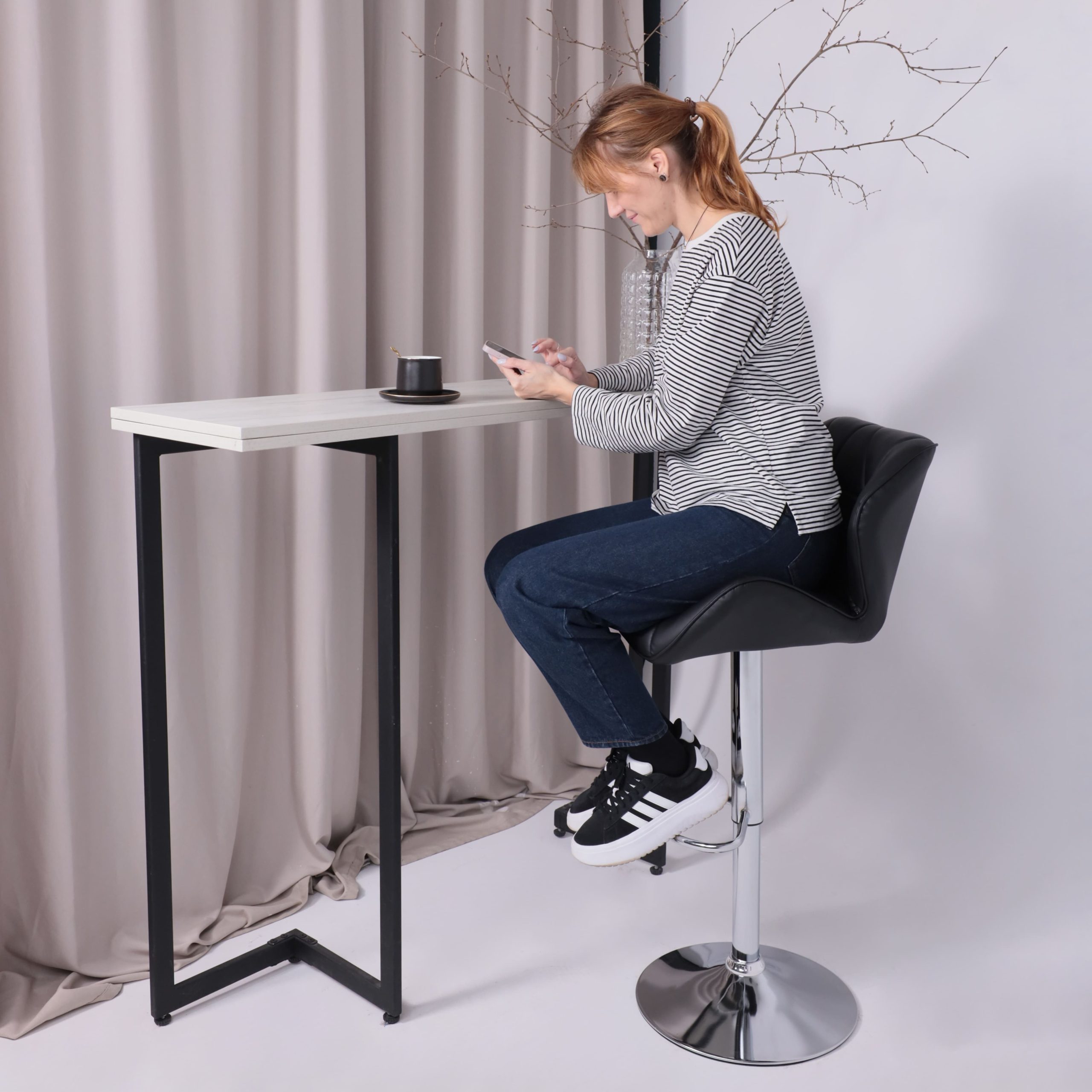 Кресло BERLIN, экокожа, черный/хром