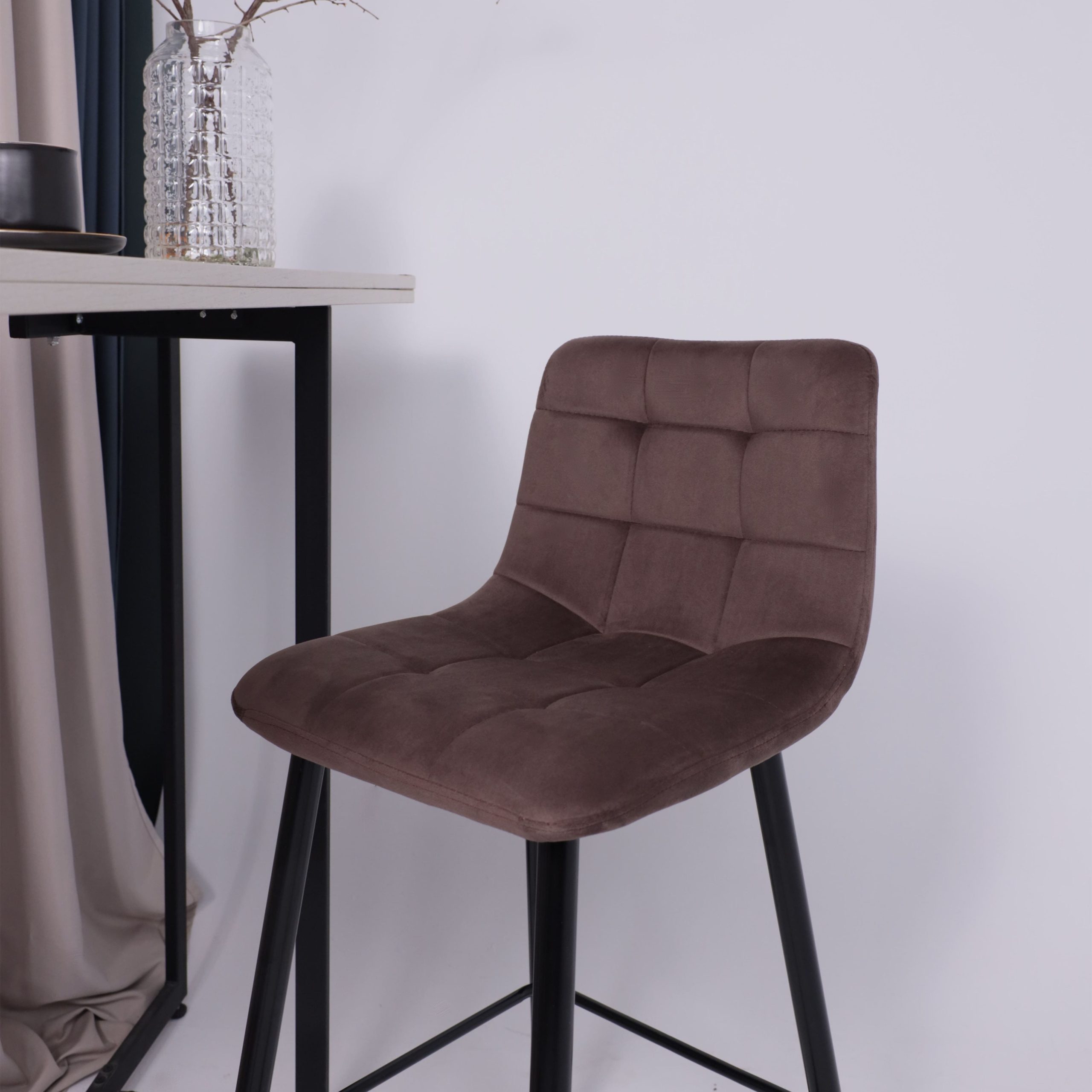 Стул STELLA, барный, коричневый велюр HLR49/черный