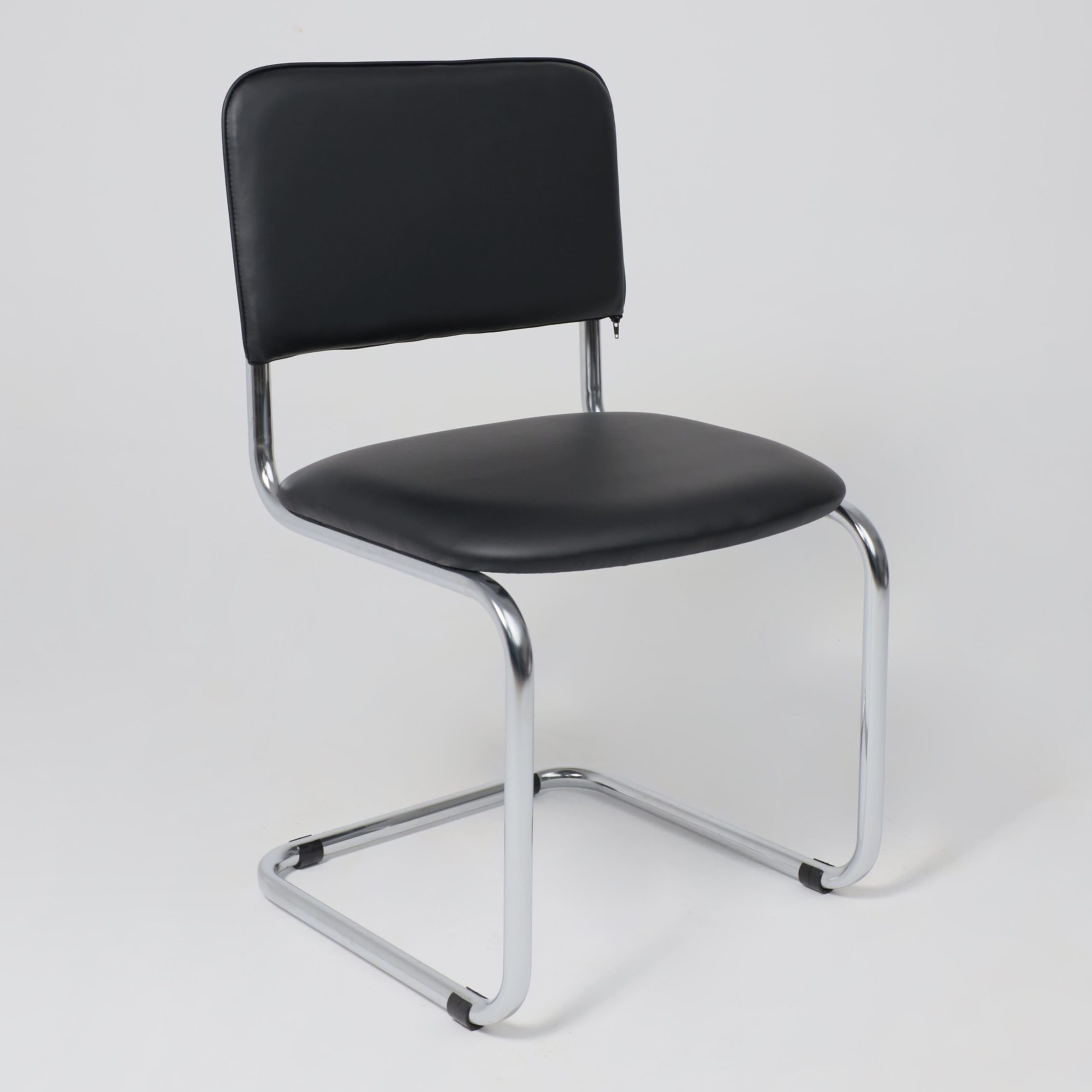 Кресло СЛАВИЯ, черный кожзам/хром