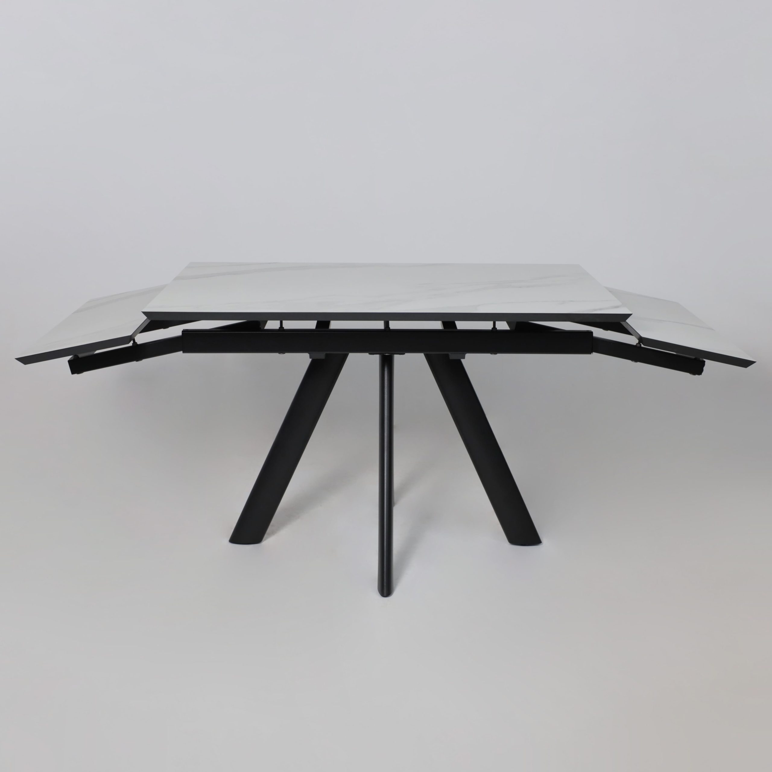 Стол JACK-120, раздвижной 120(30+30)х80, МРАМОР СВЕТЛЫЙ - COMPAKT CER/Черный