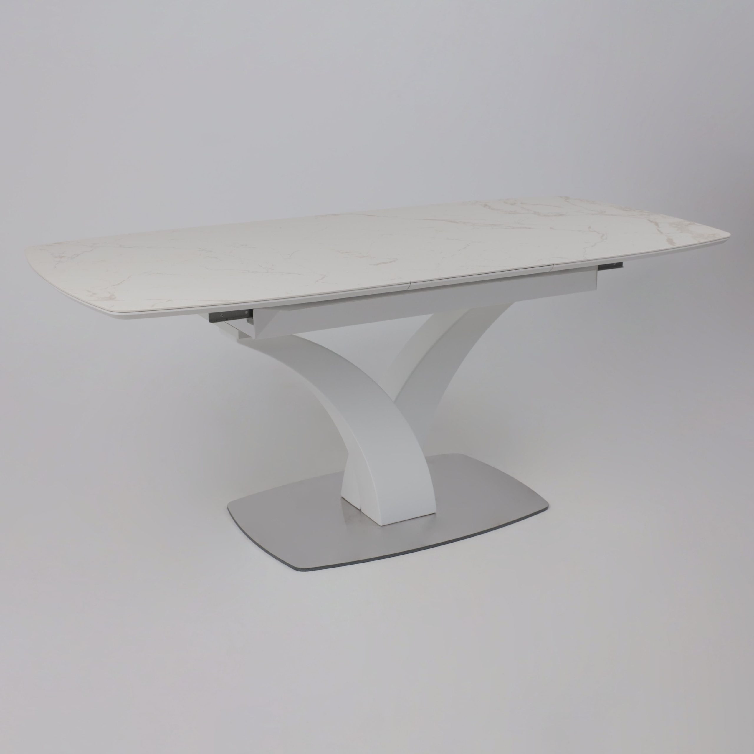 Стол НОТР ДАМ MODERNE, керамика 2 кат. 1400(1800)*850, Камень белый Calacata vagli/Белый Муар