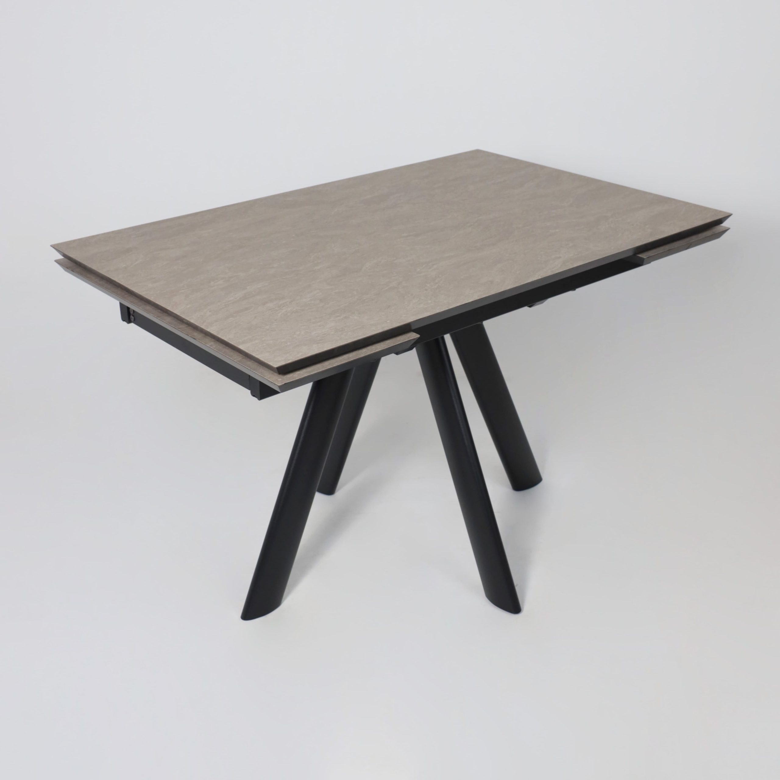 Стол JACK-120, раздвижной 120(30+30)х80, БЕЖЕВЫЙ КАМЕНЬ - COMPAKT CER/Черный