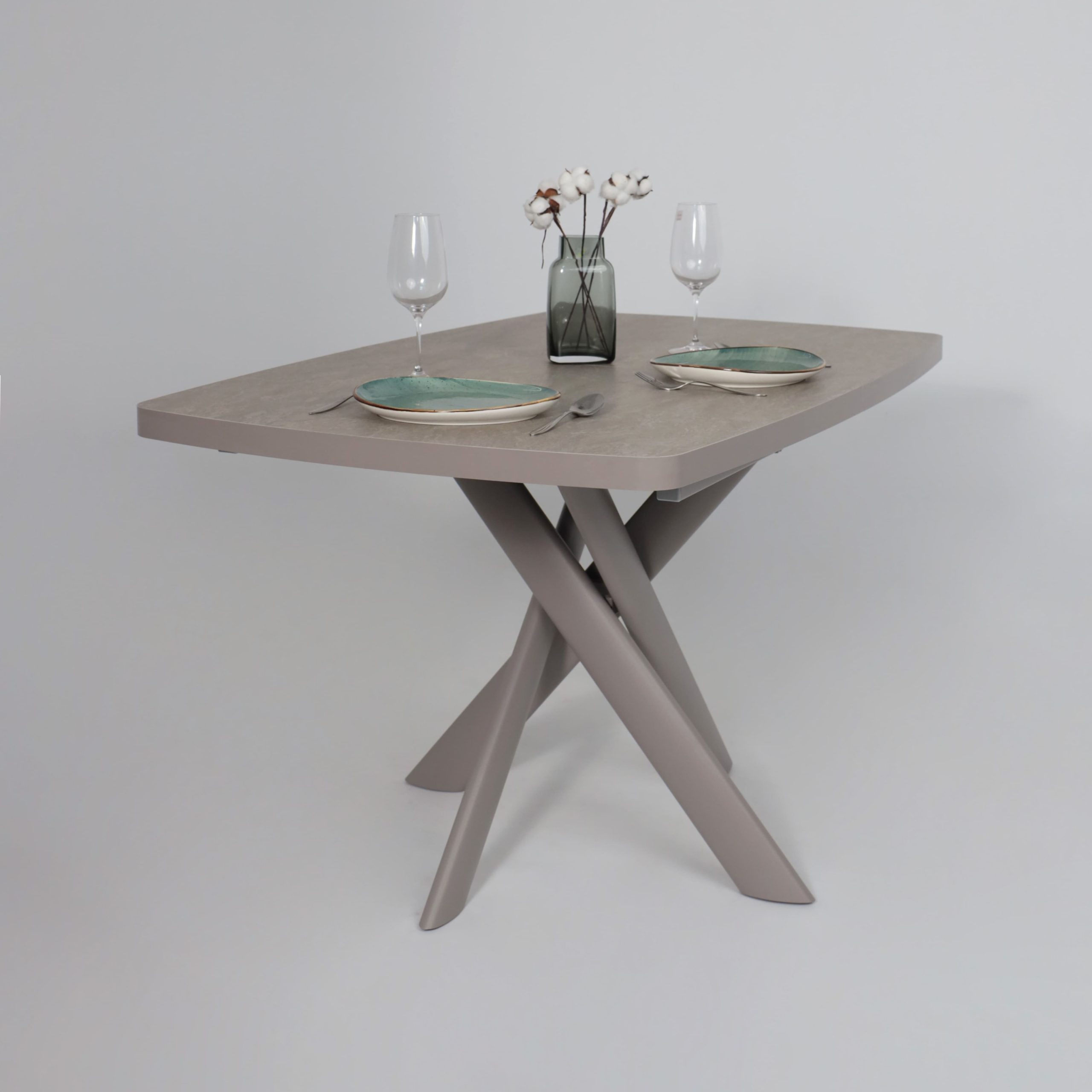 Стол LEONEL-130, раздвижной 130(165)х85, Бежевый камень-HPL/Капучино