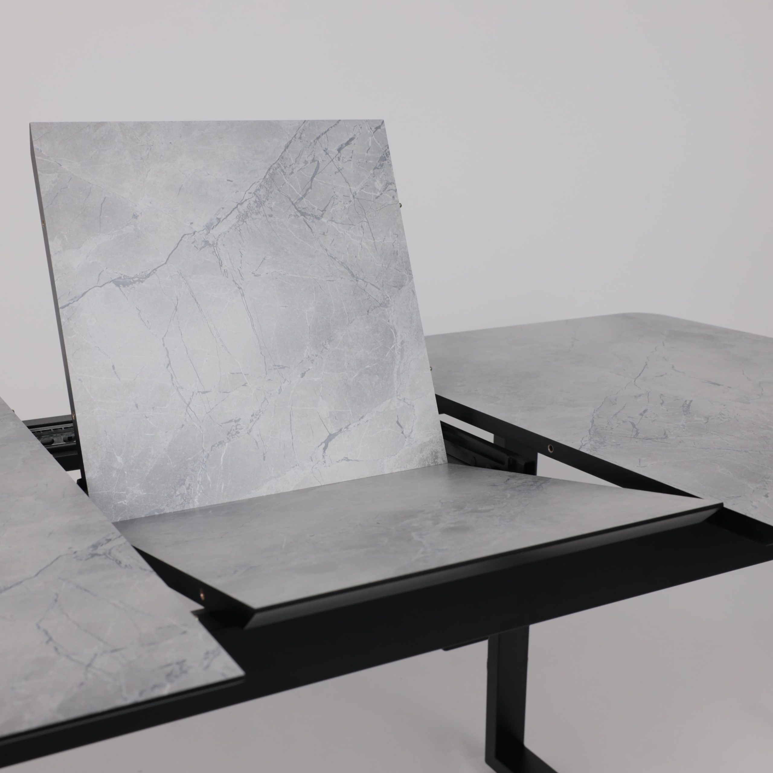 Стол AV 1208, HPL+МДФ,  раздвижной 1200 (1600)*800 Мрамор Марквина синий/черный