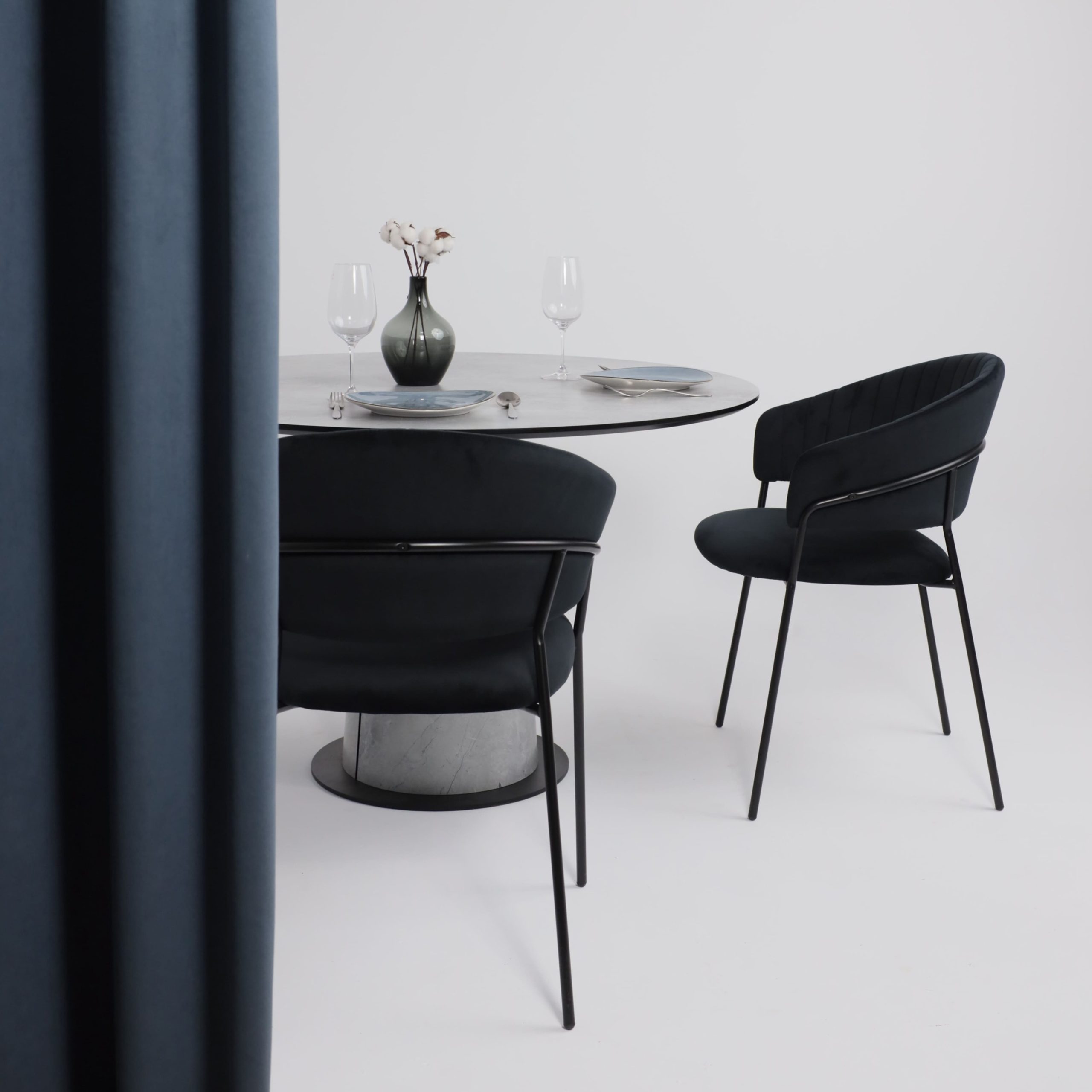 Стол AV 1317, HPL+МДФ, нераздвижной 1200 Мрамор Марквина синий/черный