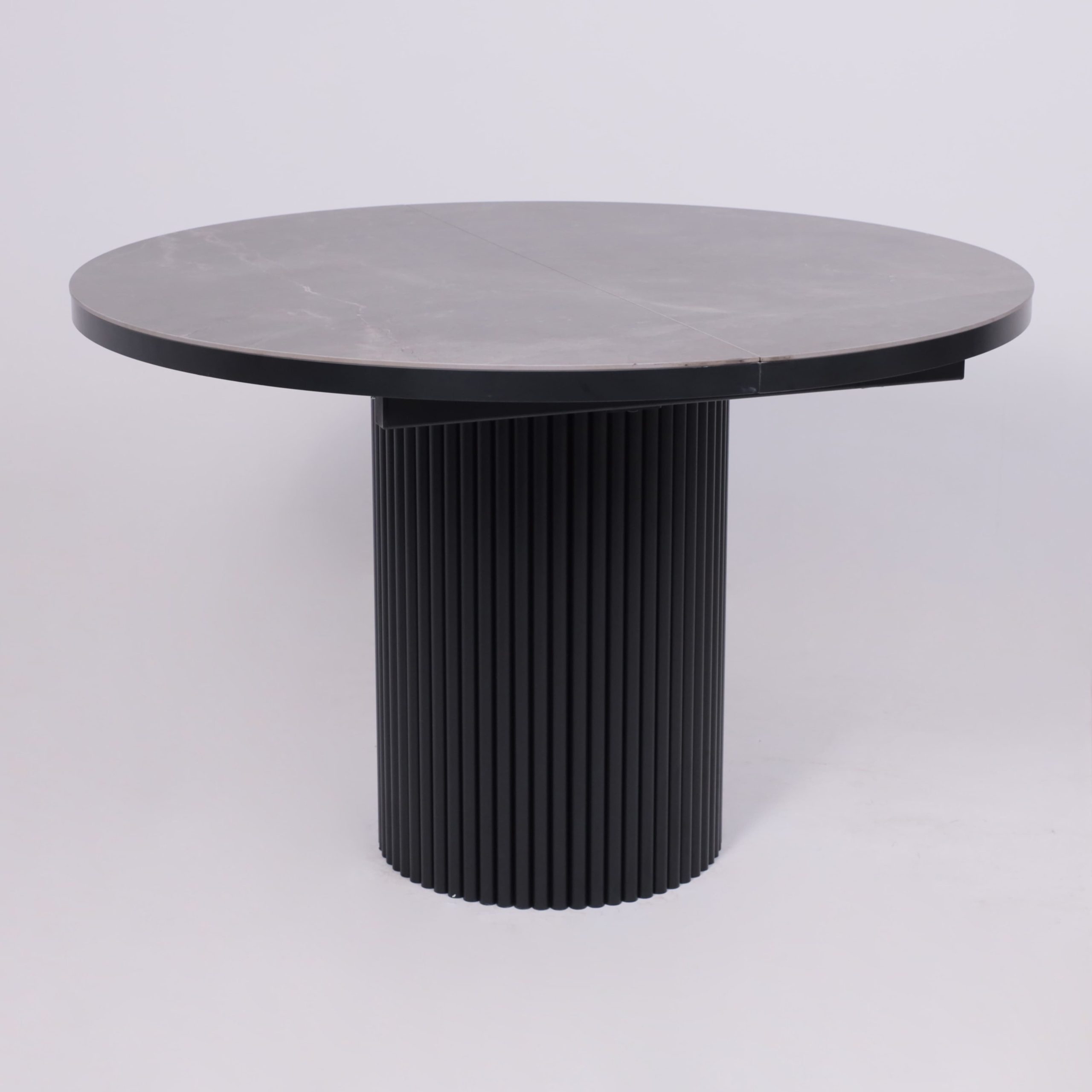 Стол ASKAR ROUND SLIDE-116, раздвижной круглый 116(156), BAYONA GREY PREMIUM CER/Черный