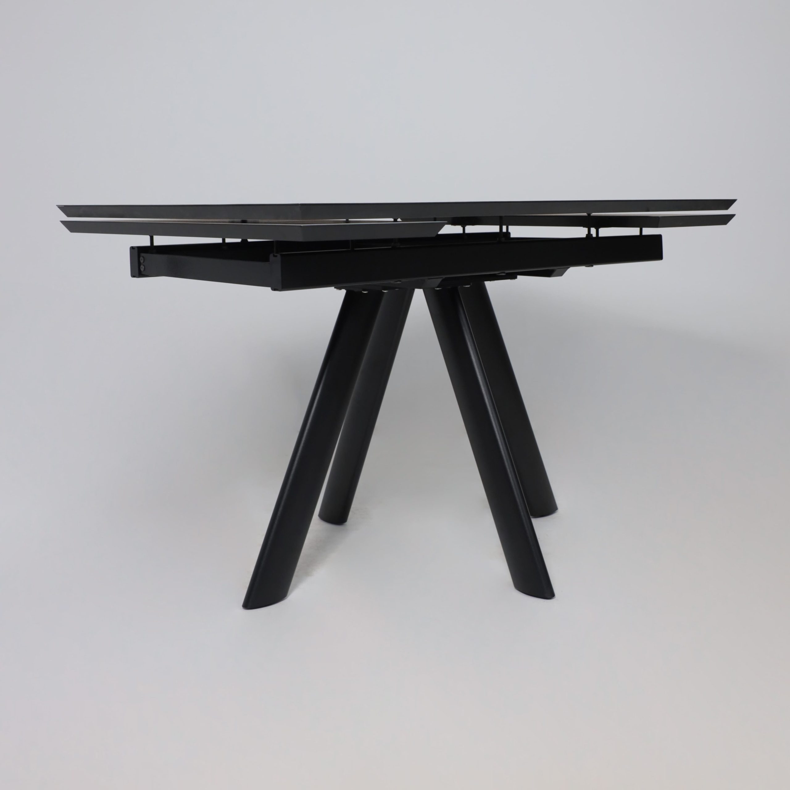 Стол JACK-120, раздвижной 120(30+30)х80, МРАМОР СВЕТЛЫЙ - COMPAKT CER/Черный