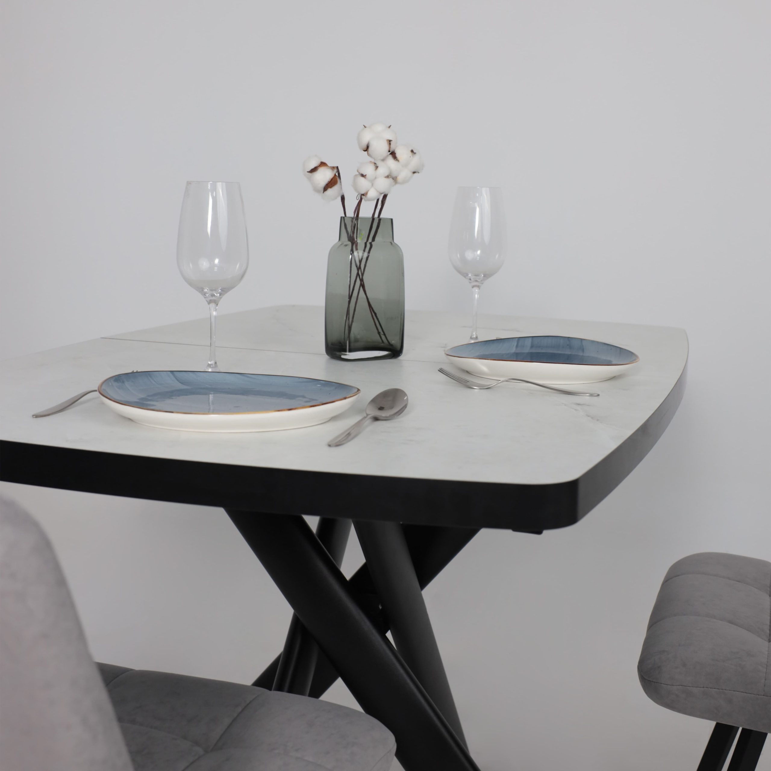 Стол LEONEL-130, раздвижной 130(165)х85, Кварцит-HPL/Черный