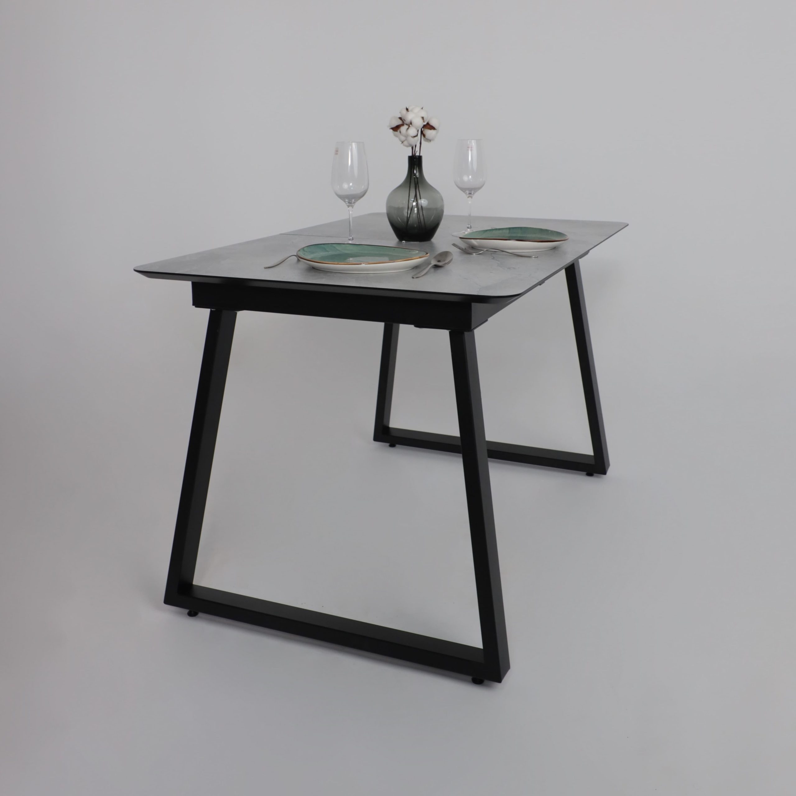 Стол AV 1208, HPL+МДФ,  раздвижной 1200 (1600)*800 Мрамор Марквина синий/черный