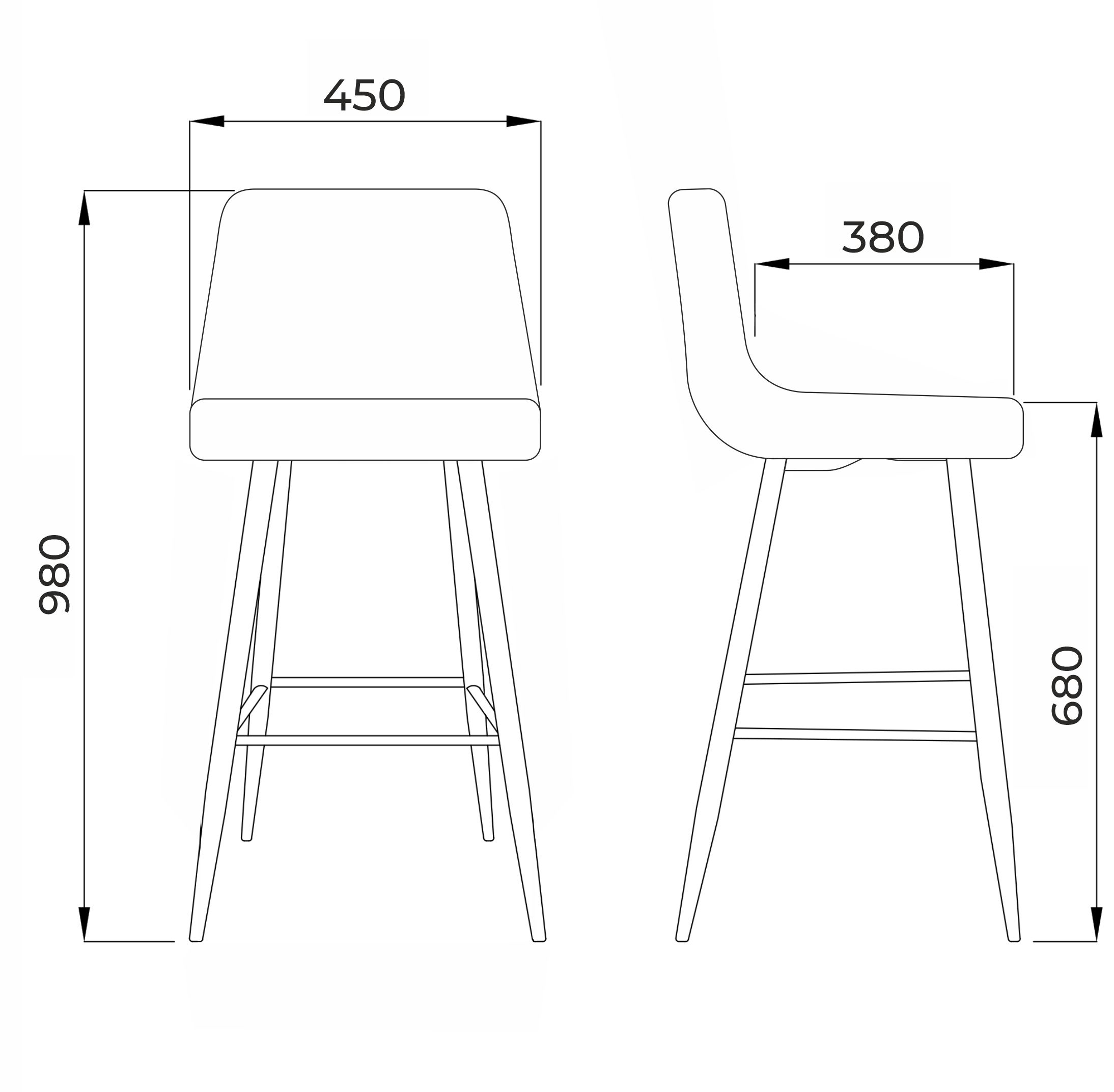 Стул барный MIA, пыльная роза велюр HLR25/черный