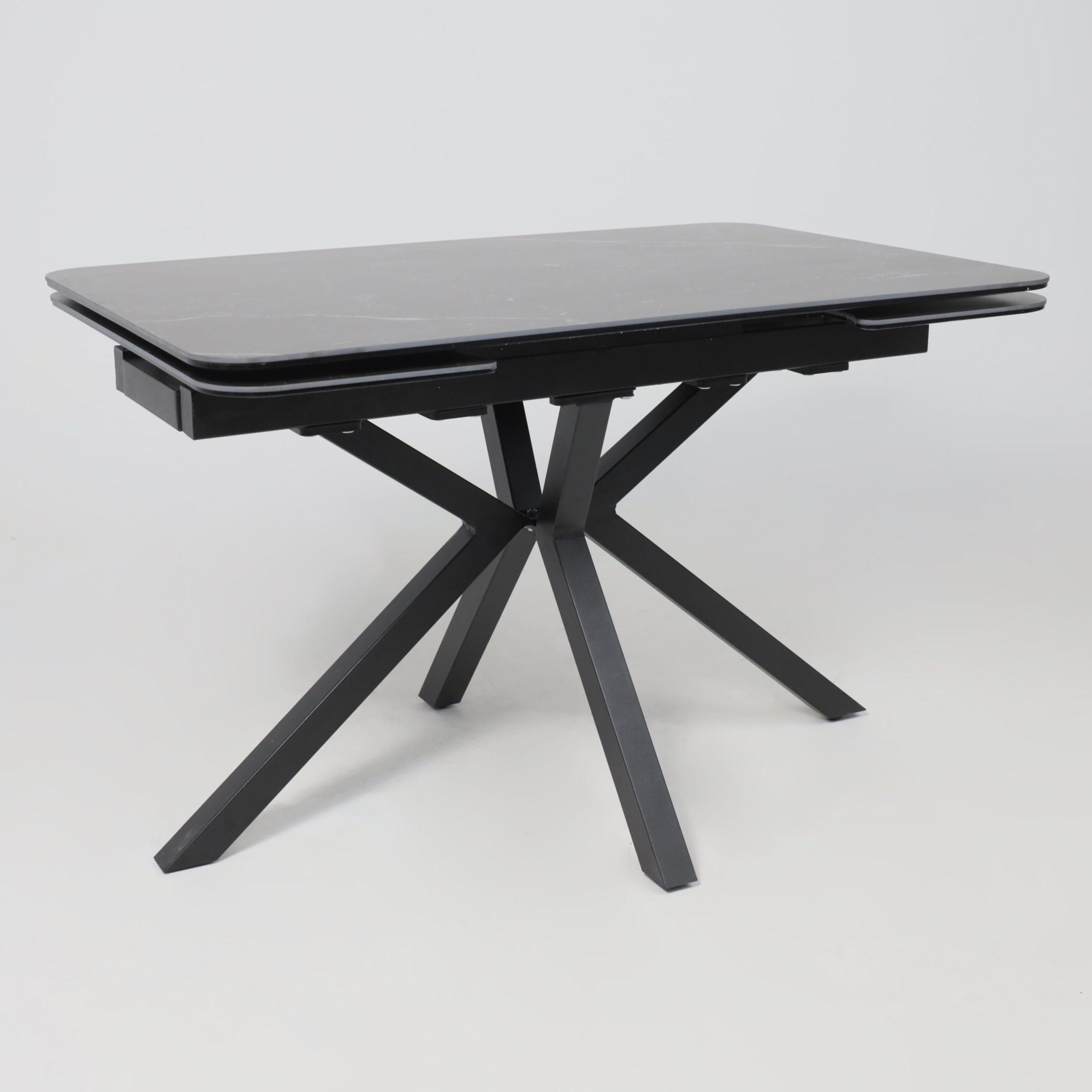 Стол РЕЙН NEW,керамика 0 кат. 1400(2040)*900, Камень черный Greys Black/Черный матовый