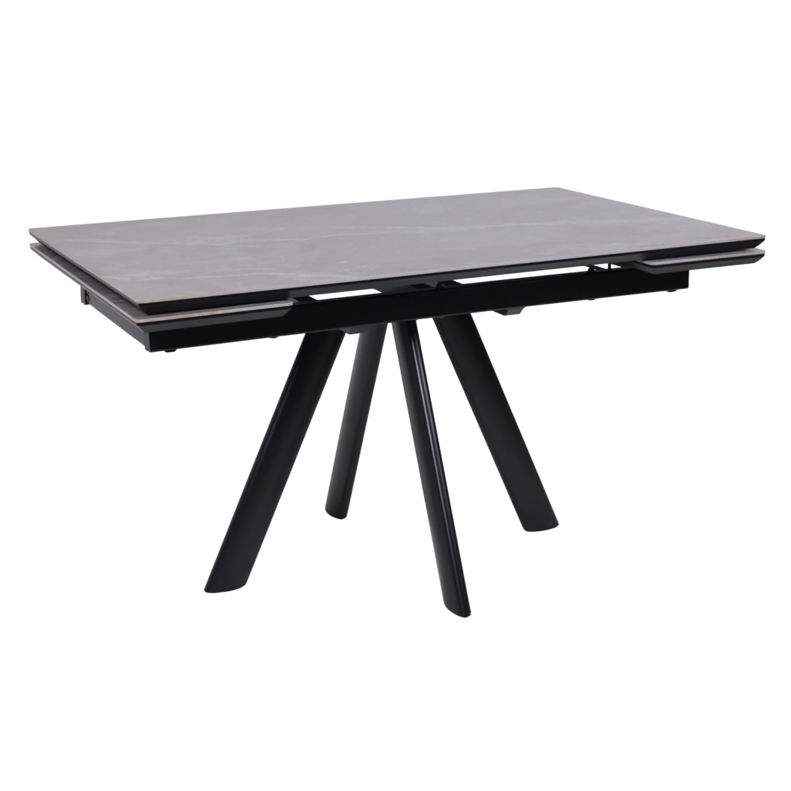 Стол JACK-140, раздвижной 140(30+30)х85, STONE GREY ST CER/Черный