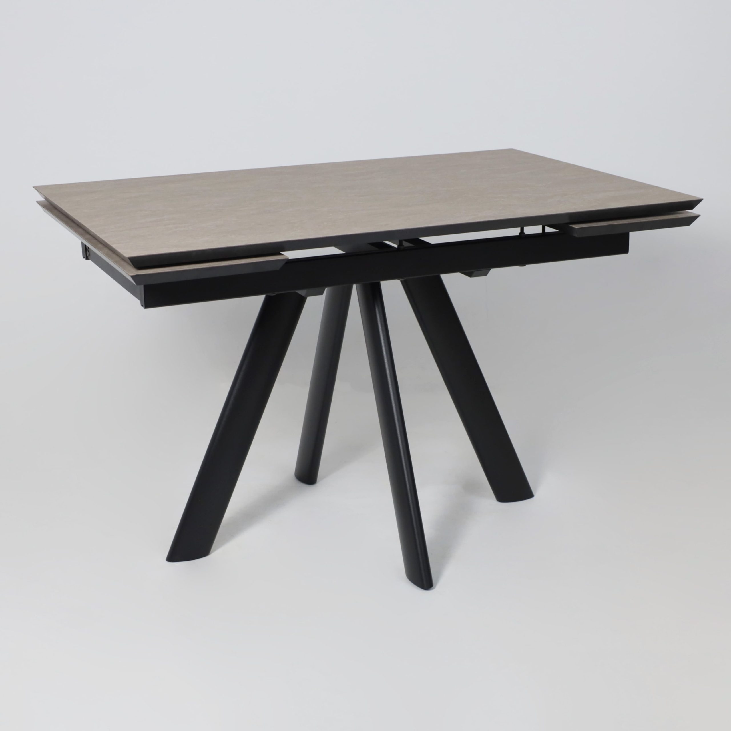 Стол JACK-120, раздвижной 120(30+30)х80, БЕЖЕВЫЙ КАМЕНЬ - COMPAKT CER/Черный