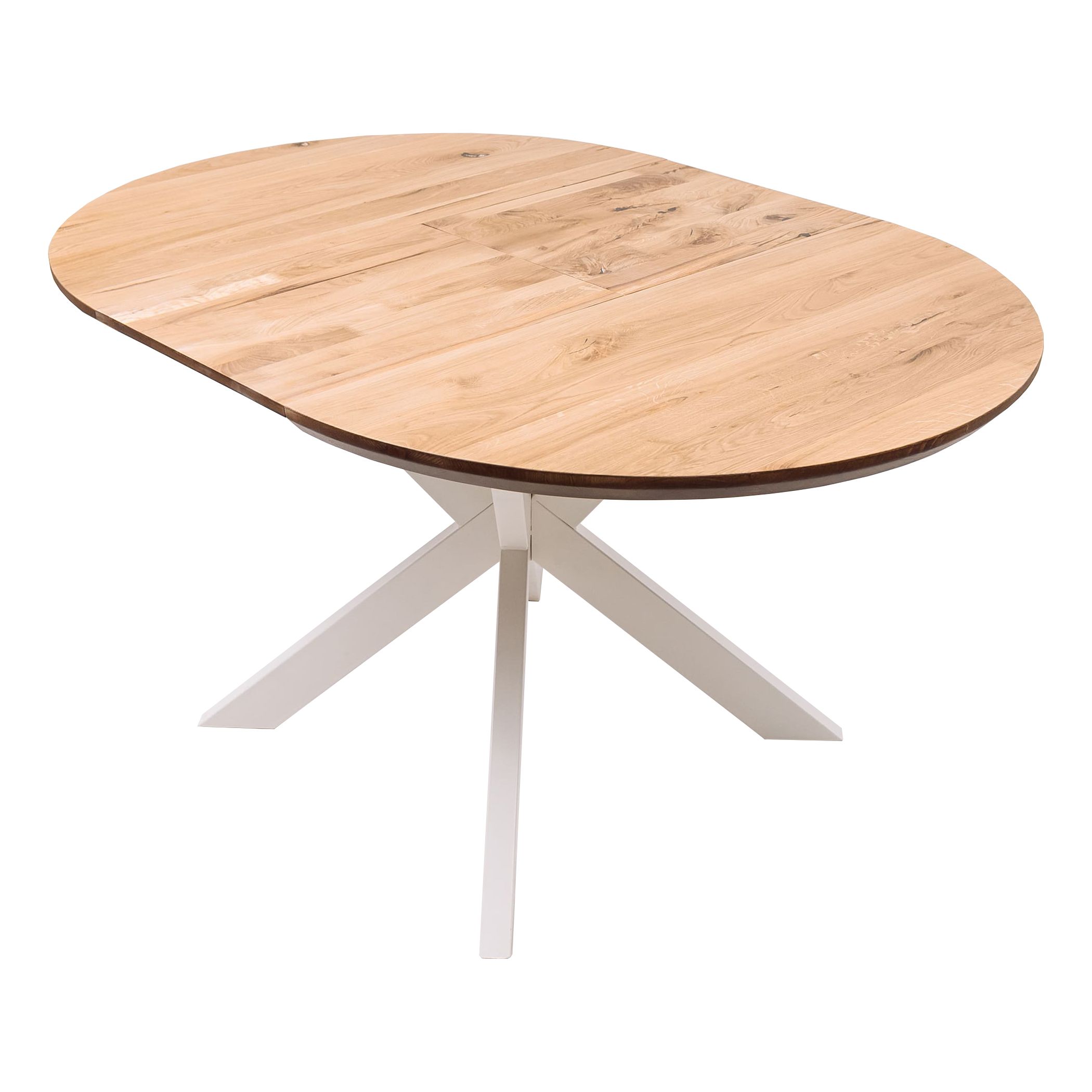 Стол РАУНД раздвижной, d100(140)*75, дуб натуральный/белый (ПрР-4 DSW (02) КСЕ/Р-80)