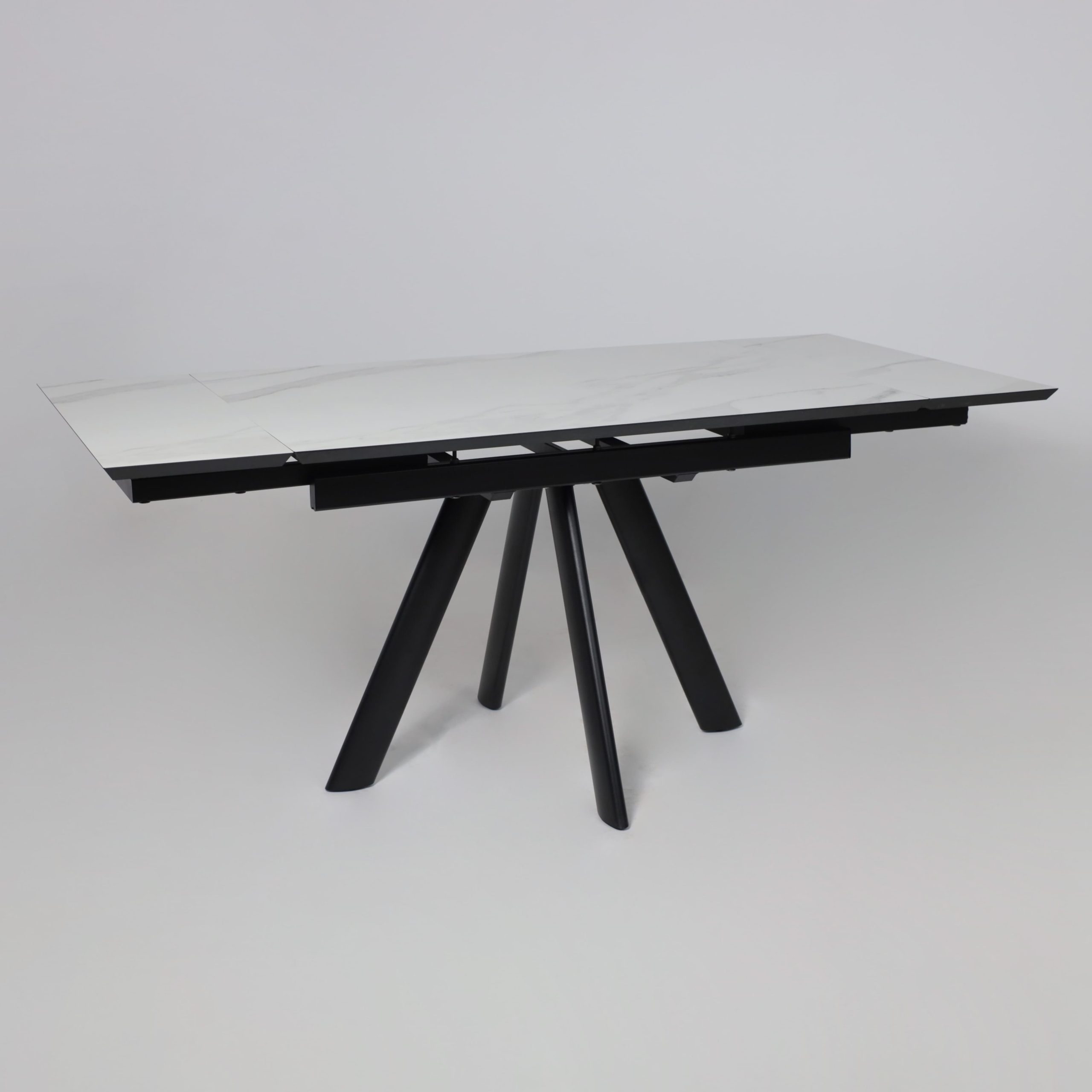 Стол JACK-120, раздвижной 120(30+30)х80, МРАМОР СВЕТЛЫЙ - COMPAKT CER/Черный