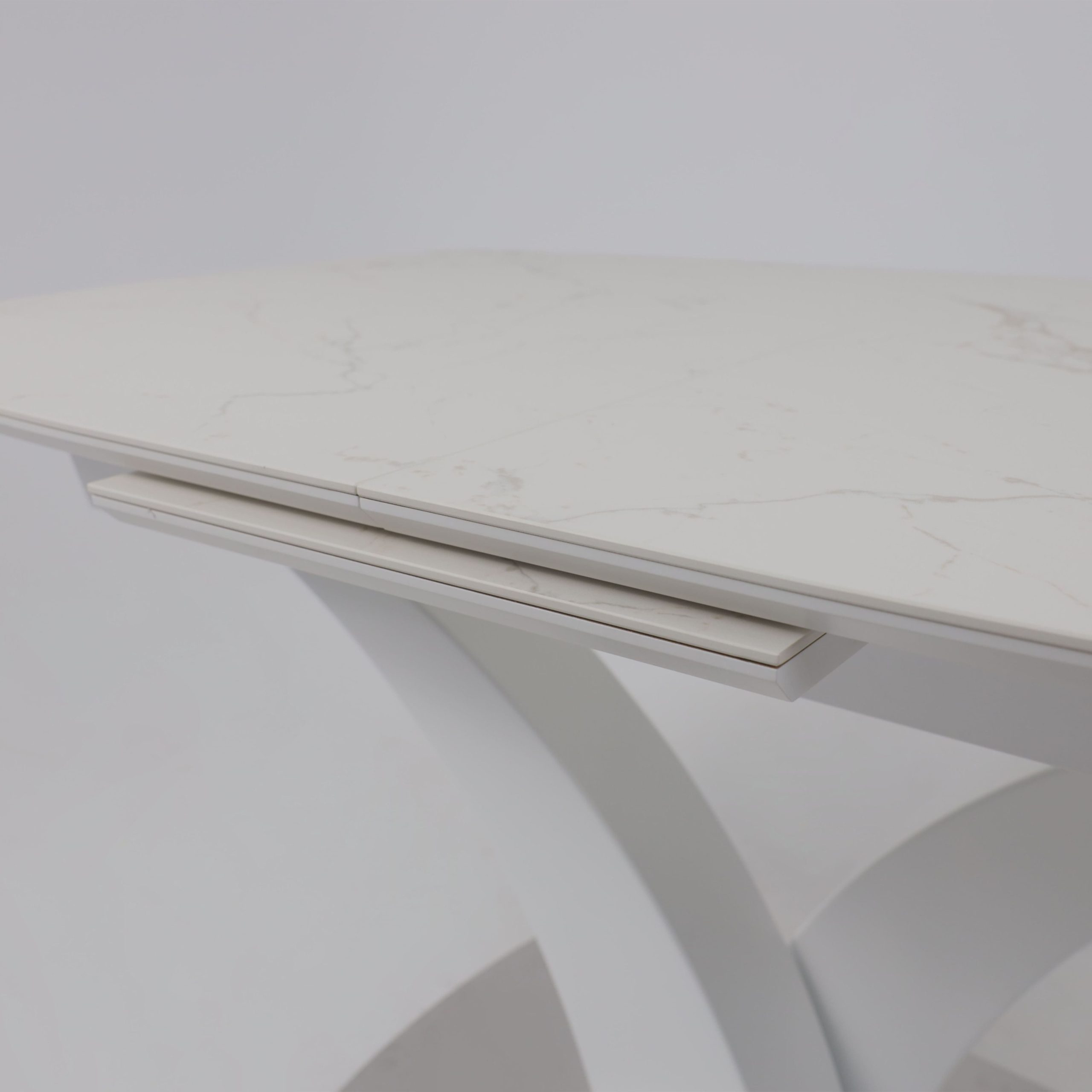 Стол НОТР ДАМ MODERNE, керамика 2 кат. 1400(1800)*850, Камень белый Calacata vagli/Белый Муар