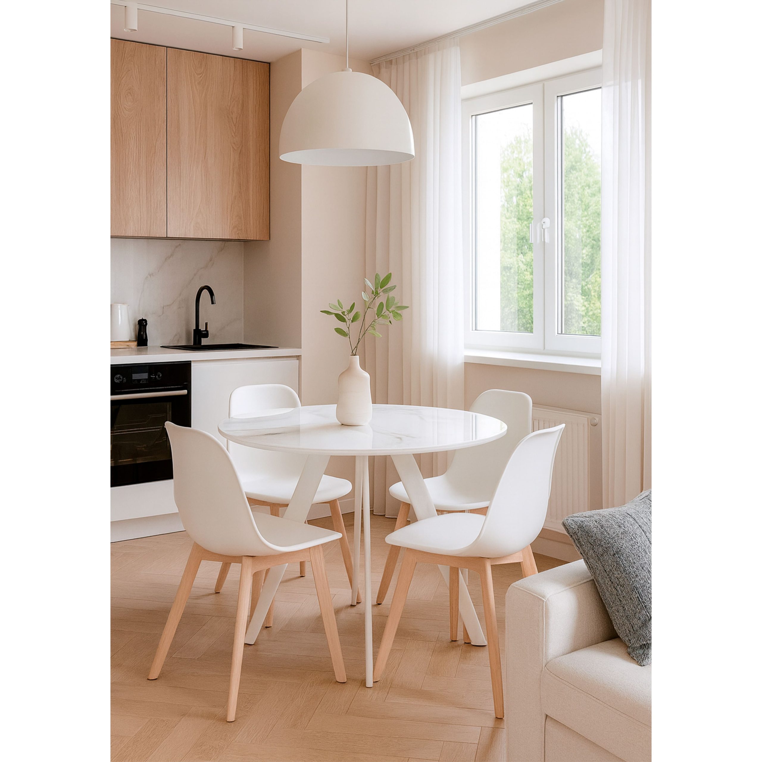 Стол RONDY-116, круглый нераздвижной 116, PATAGONOA BIANCO GLOSS PREMIUM CER/Белый