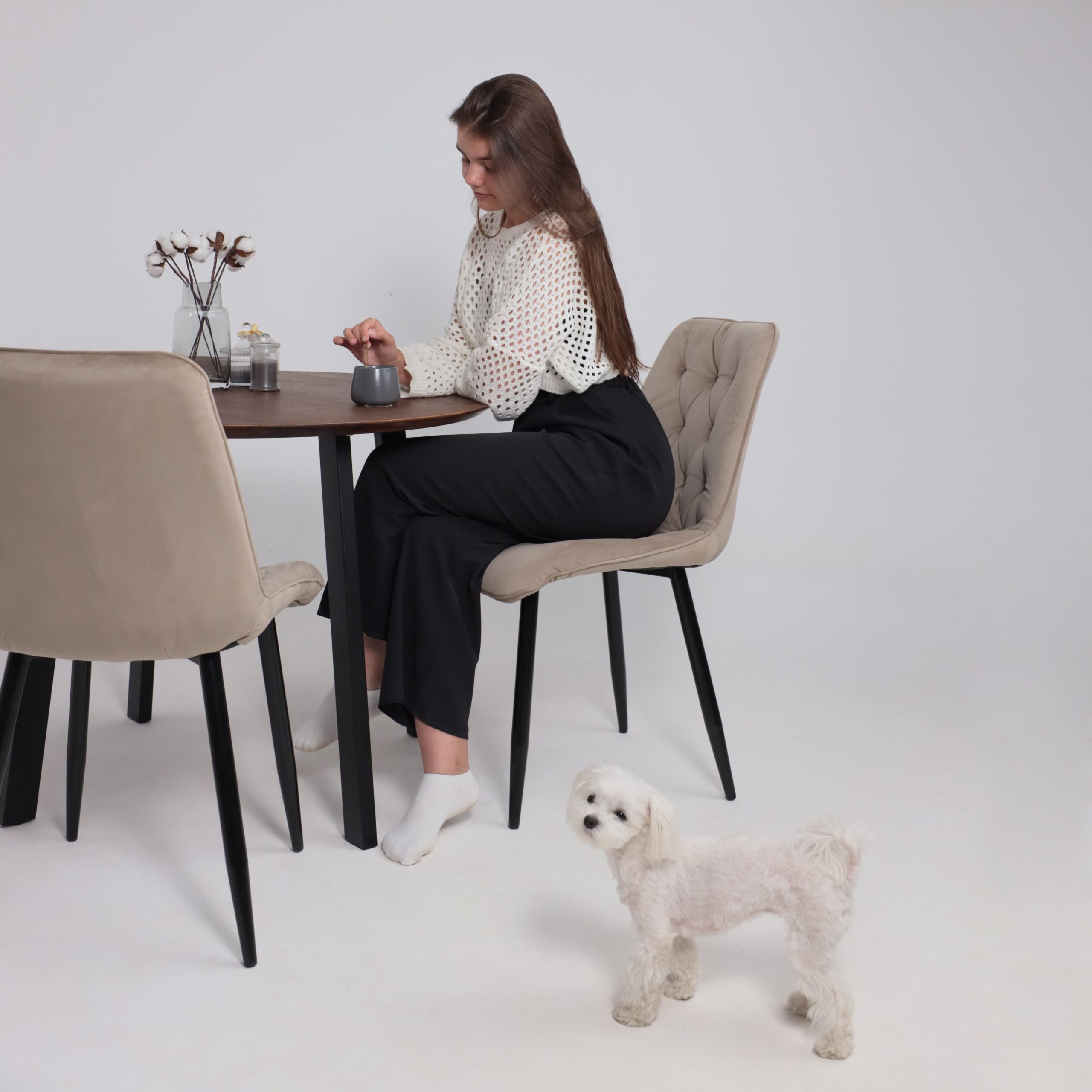 Стул ASTRA, 2, бежевый велюр HLR-08/черный