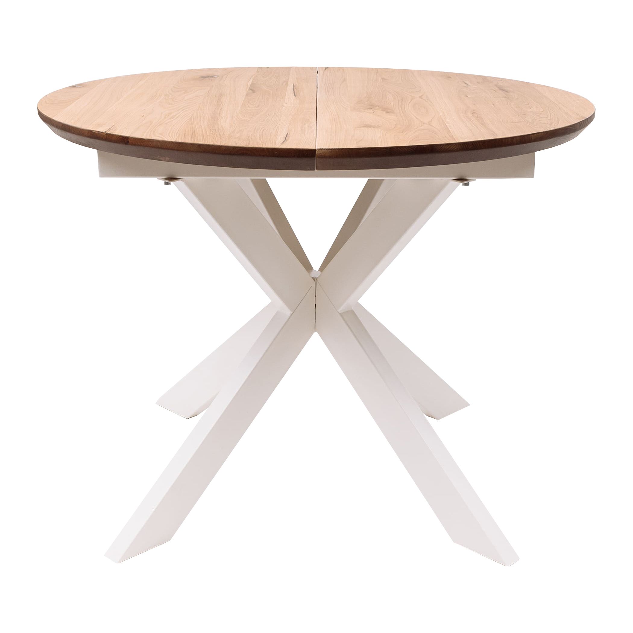 Стол РАУНД раздвижной, d100(140)*75, дуб натуральный/белый (ПрР-4 DSW (02) КСЕ/Р-80)