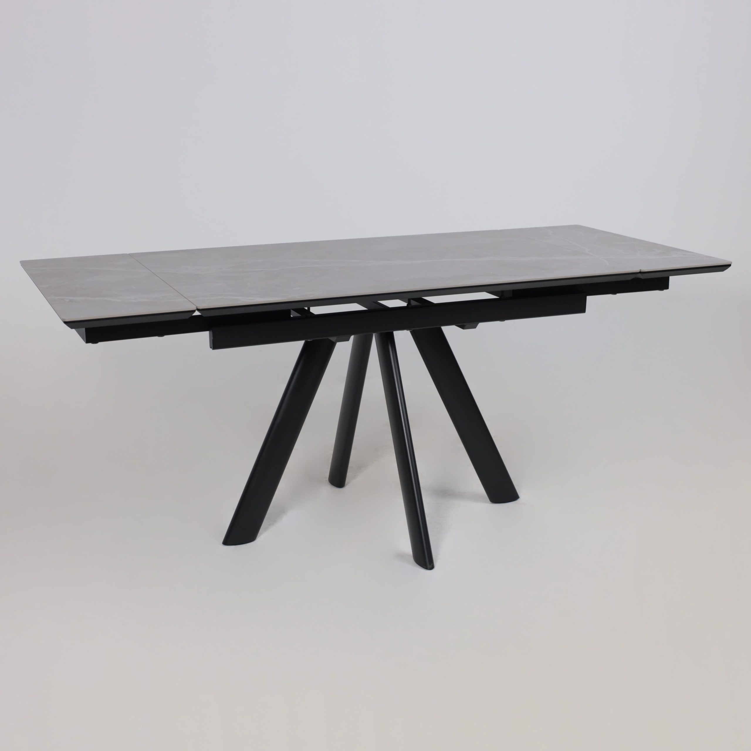 Стол JACK-120, раздвижной 120(30+30)х80, STONE GREY ST CER/Черный