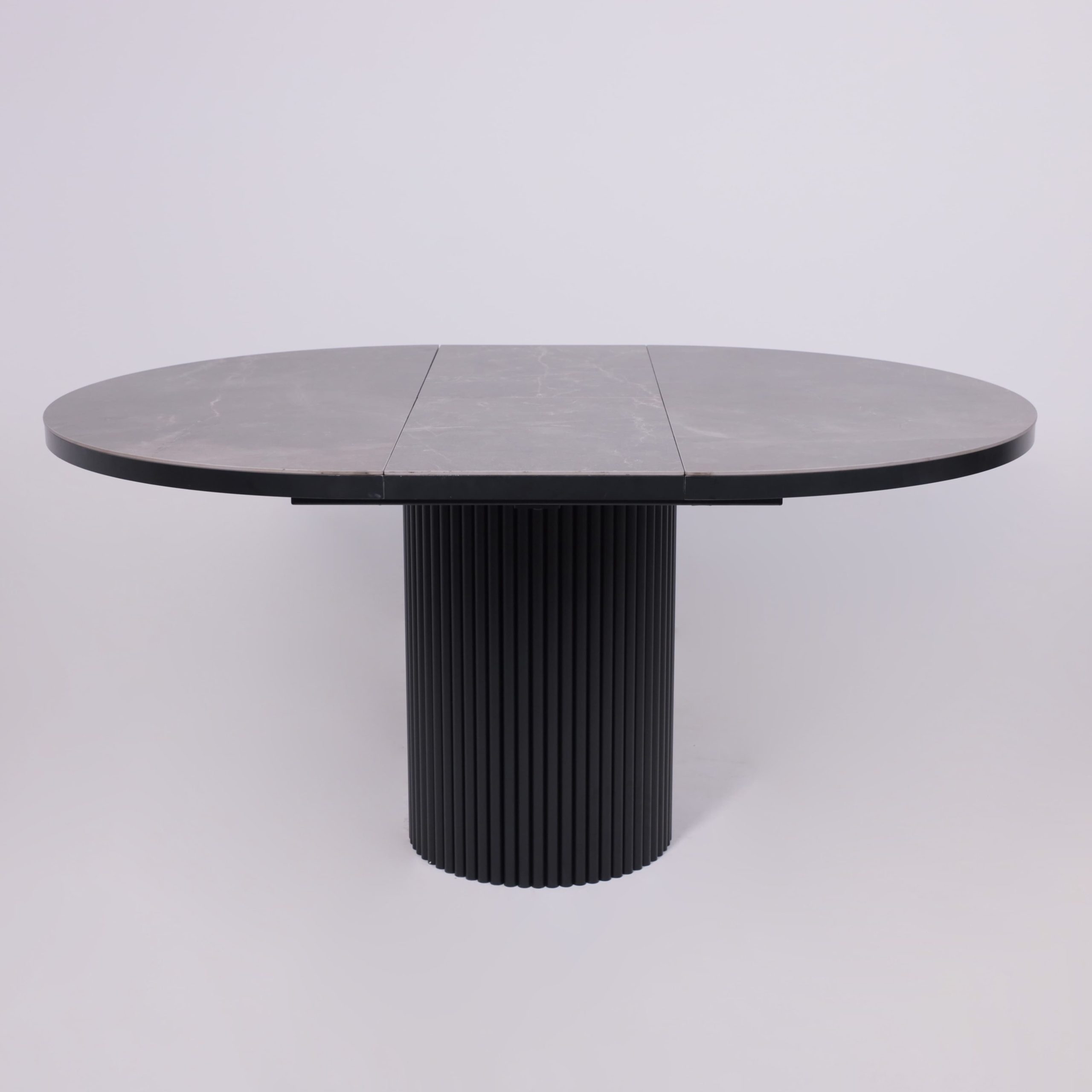 Стол ASKAR ROUND SLIDE-116, раздвижной круглый 116(156), BAYONA GREY PREMIUM CER/Черный