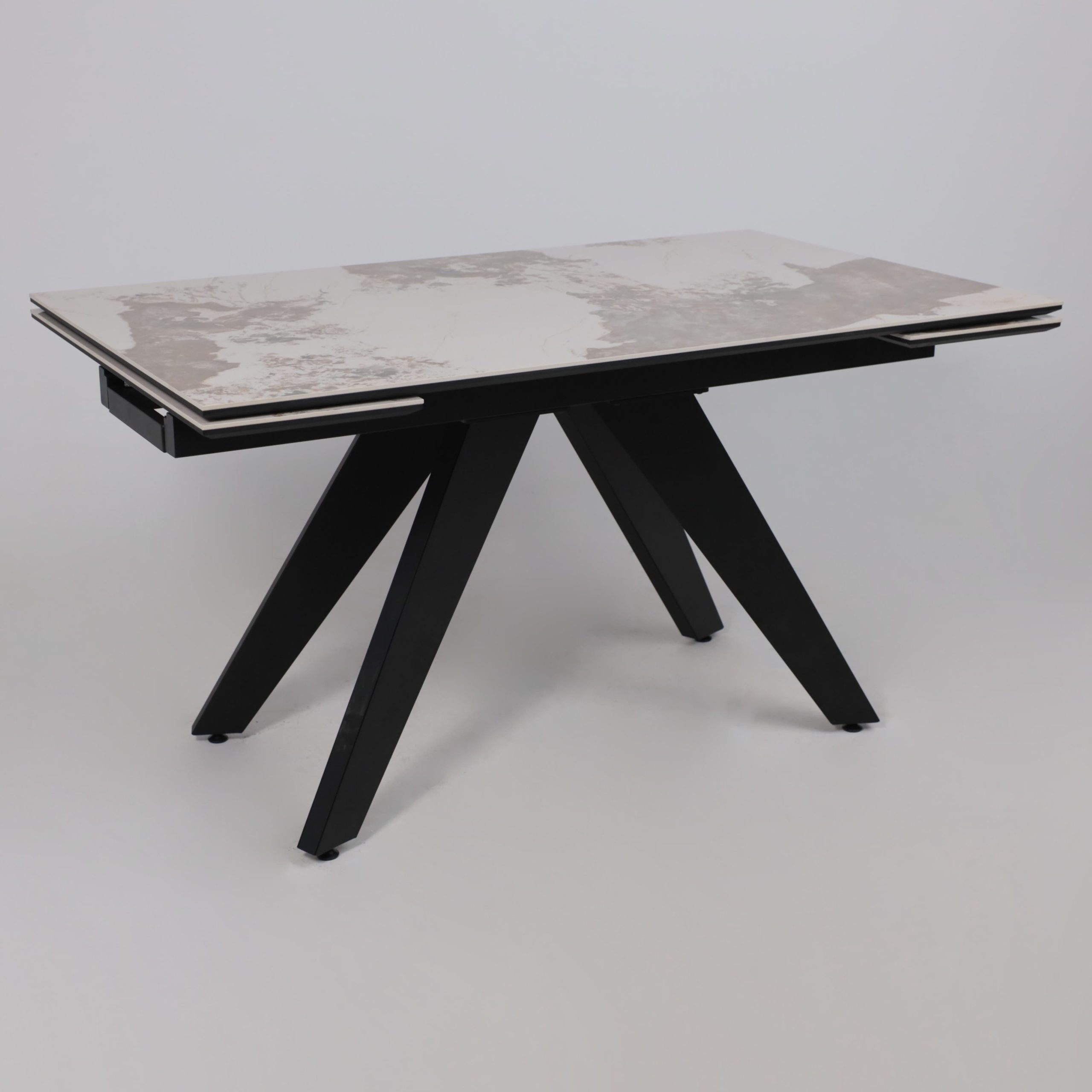 Стол AV 2122, МДФ+керамика, раздвижной 1400 (2000)*850 белый, глянцевый PANDORA/черный