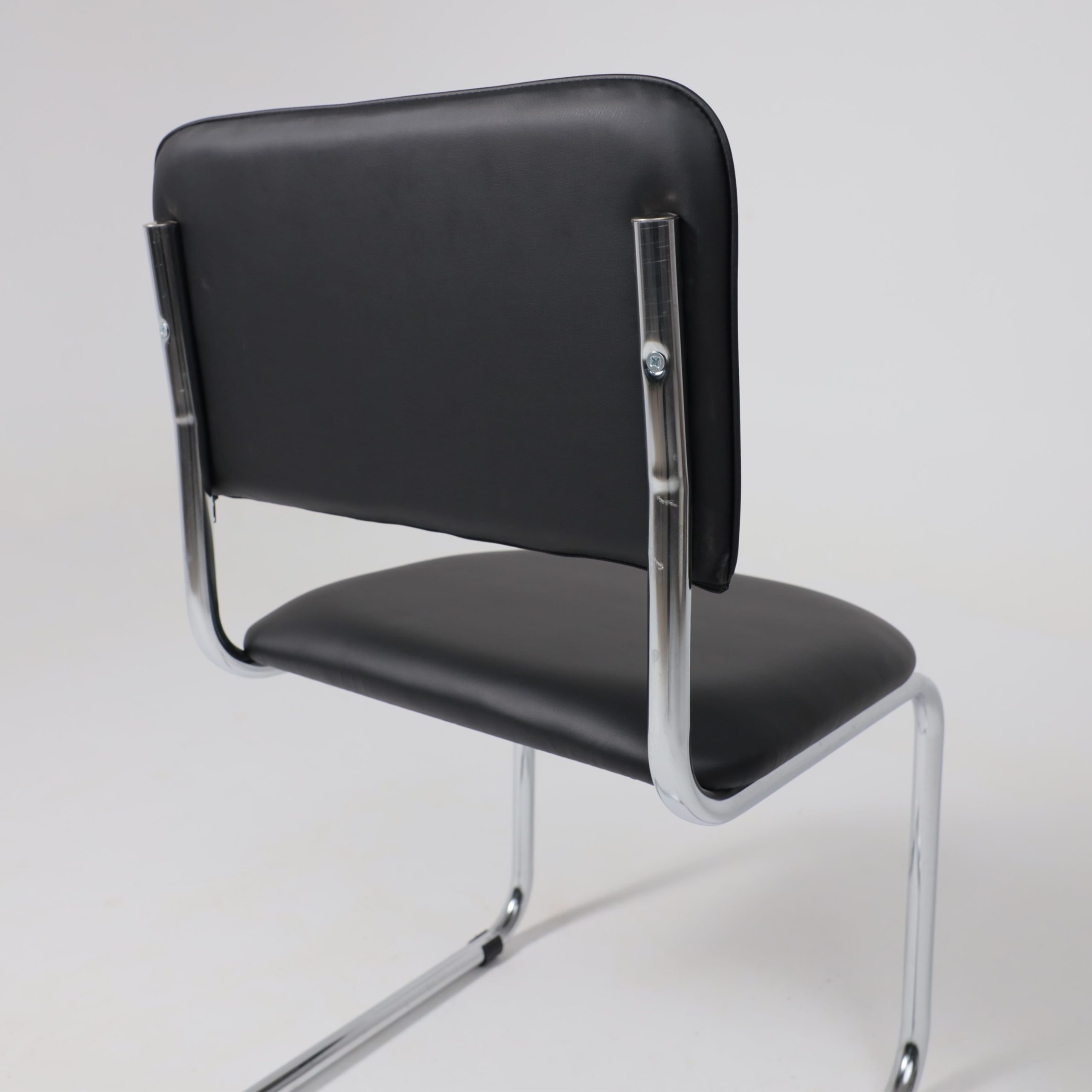 Кресло СЛАВИЯ, черный кожзам/хром