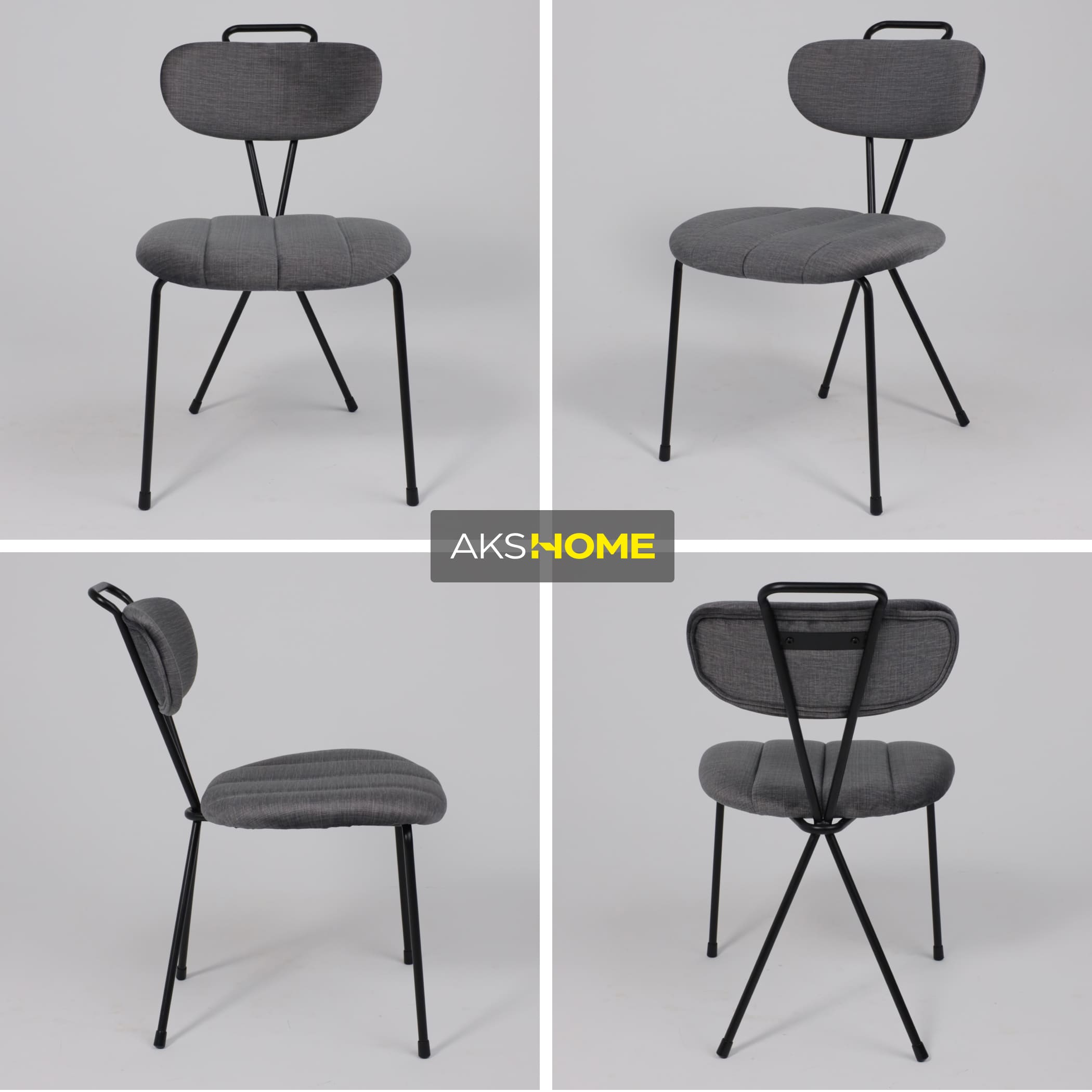 Стул TORI, серый велюр VOSS 15/черный