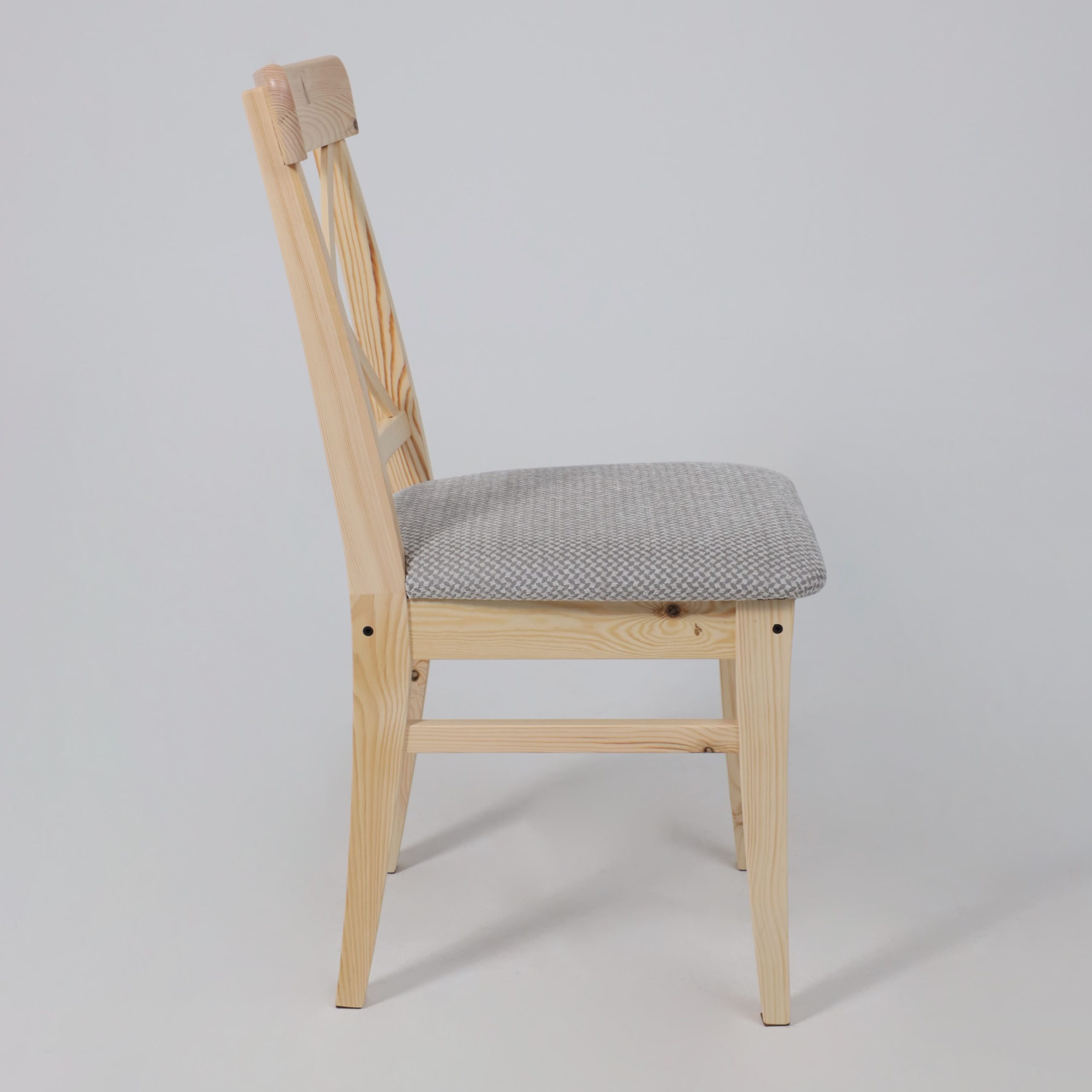 Стул Ингольф, тон 15, прозрачный лак/серая ткань Аризона дождь 149/2